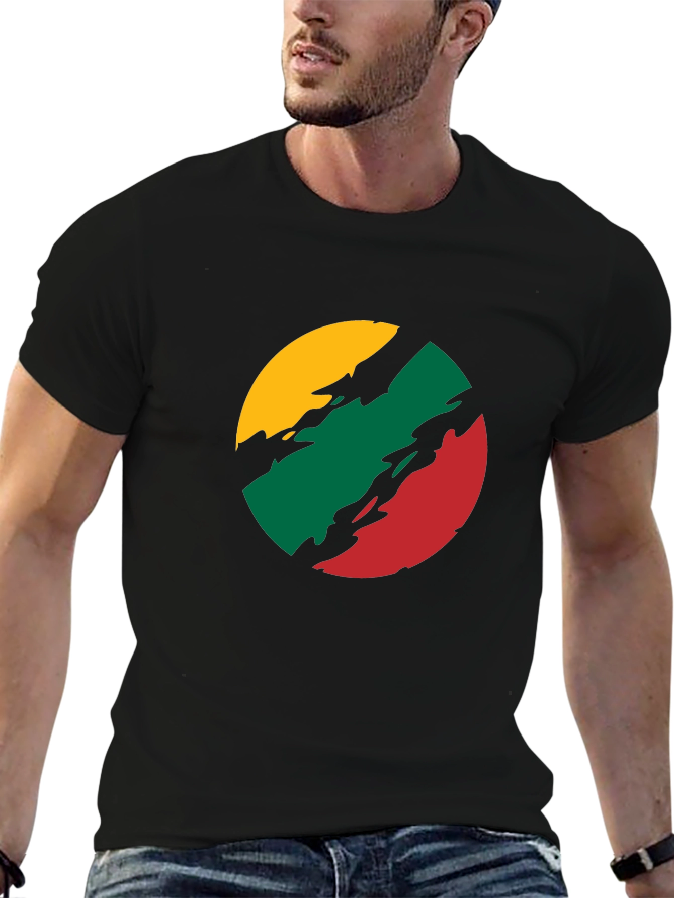 Lithuanian Flag T-Shirt - Black Crew Neck Tee