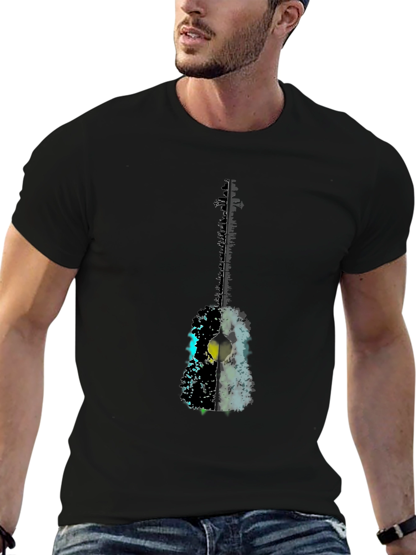Guitar Graphic Black T-Shirt