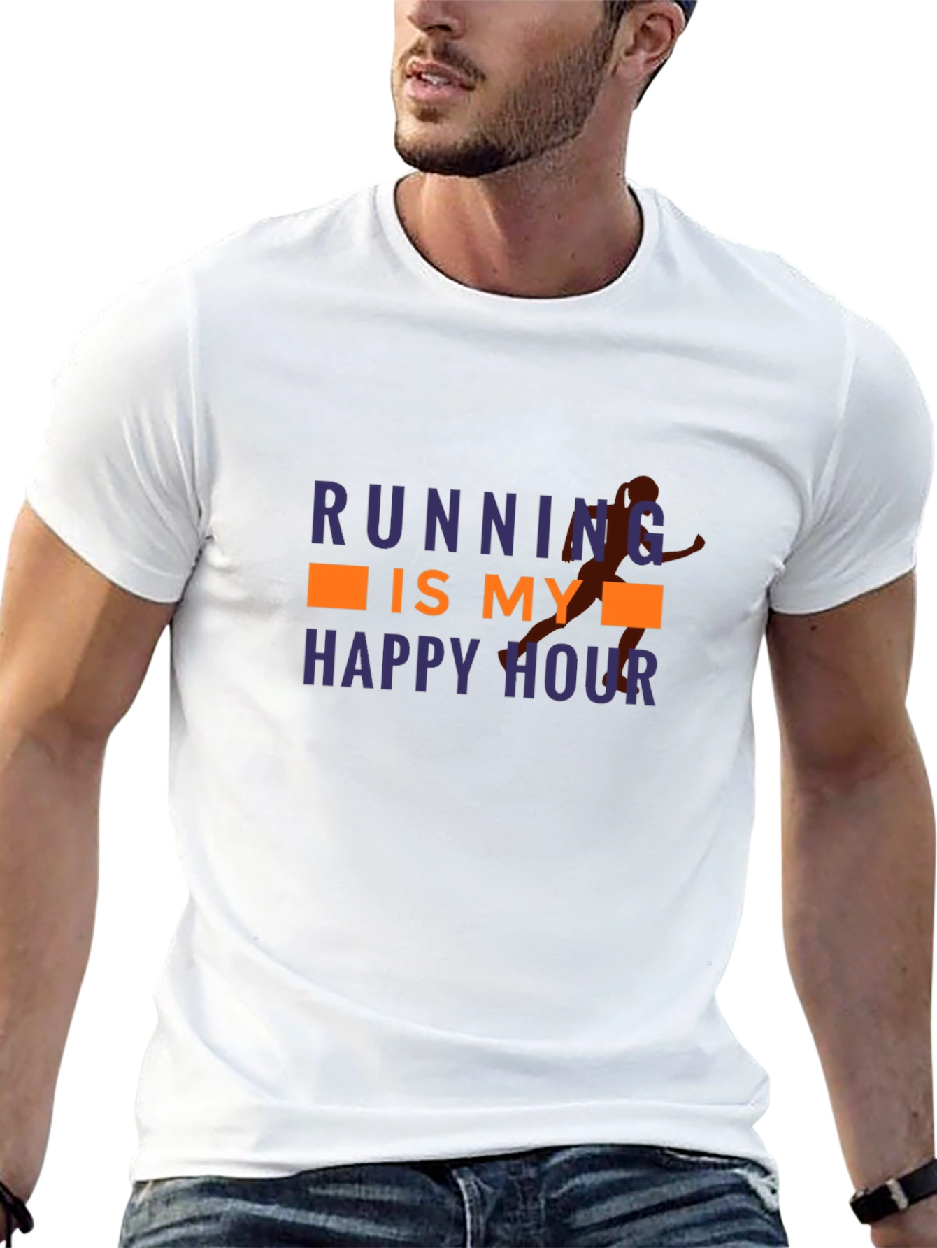 Running is My Happy Hour Black Graphic Tee