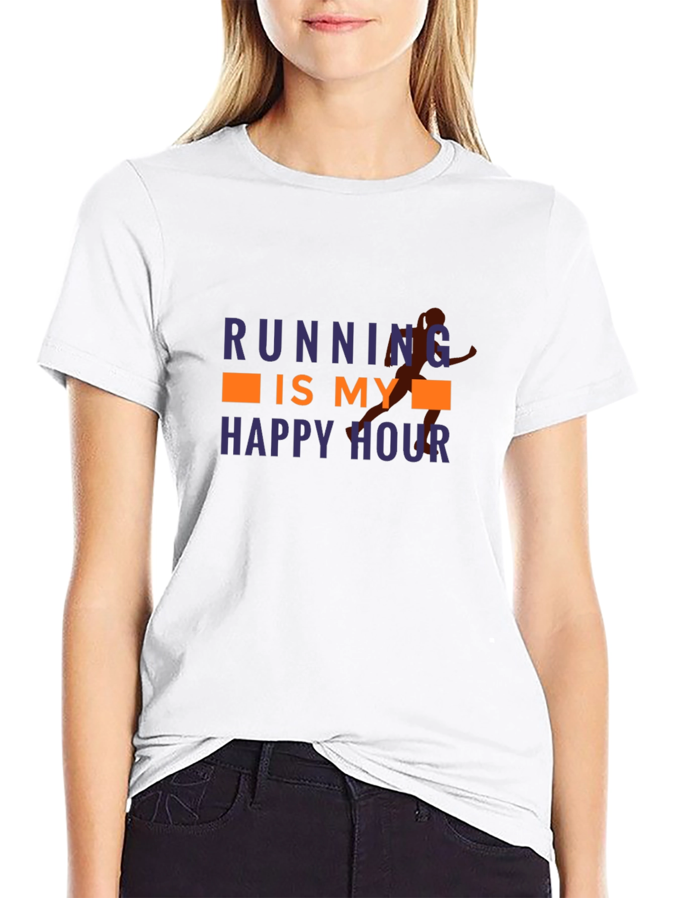 Running is My Happy Hour Black Graphic Tee