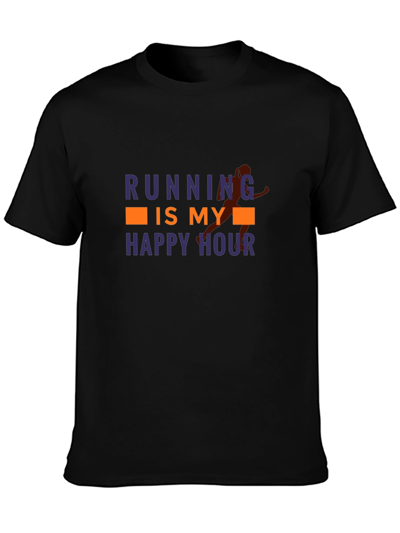 Running is My Happy Hour Black Graphic Tee