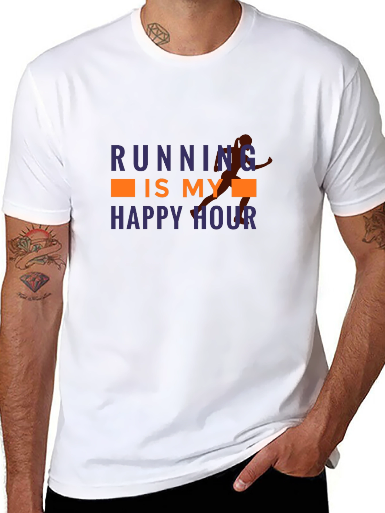 Running is My Happy Hour Black Graphic Tee