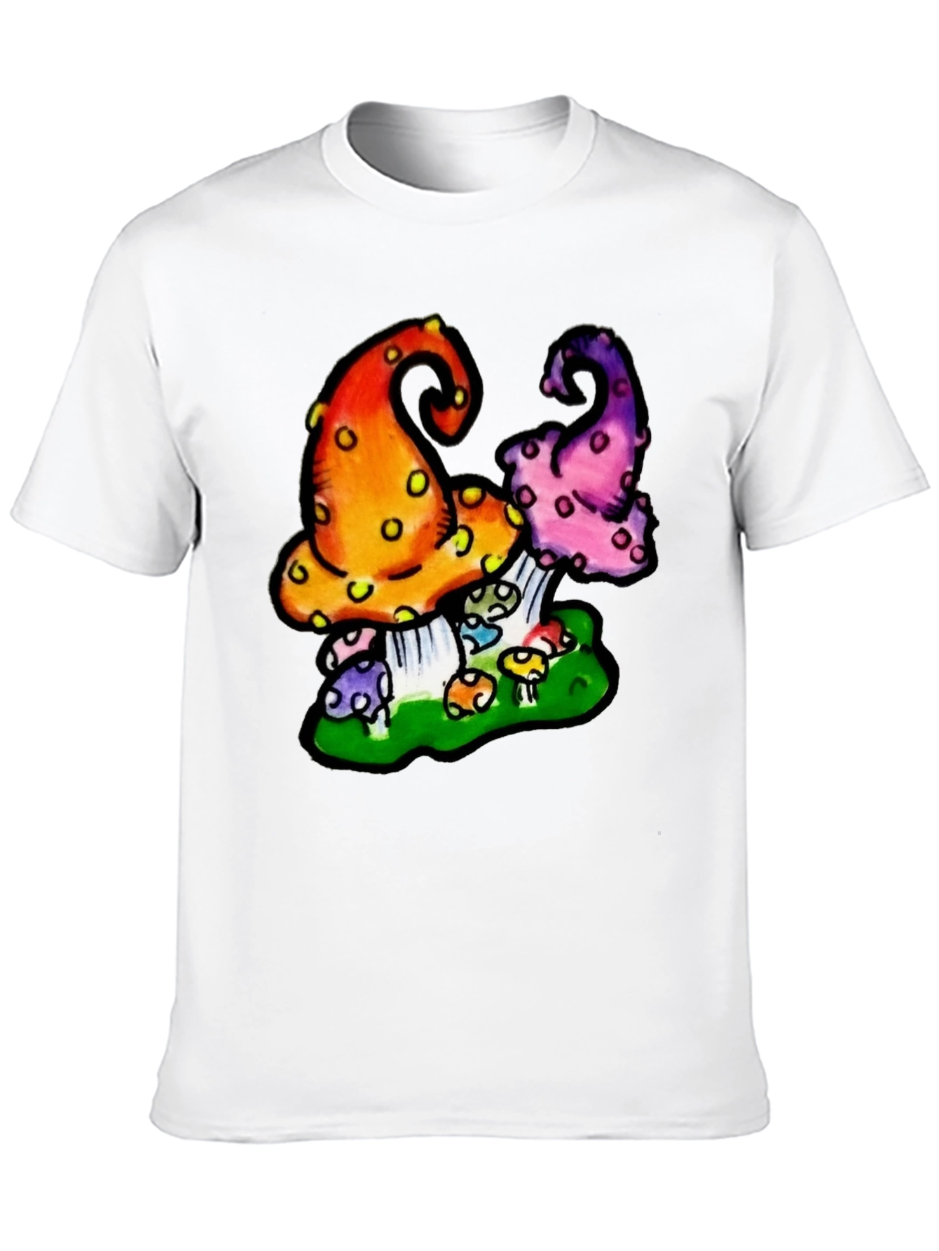 Funky Mushroom Graphic Tee - Black