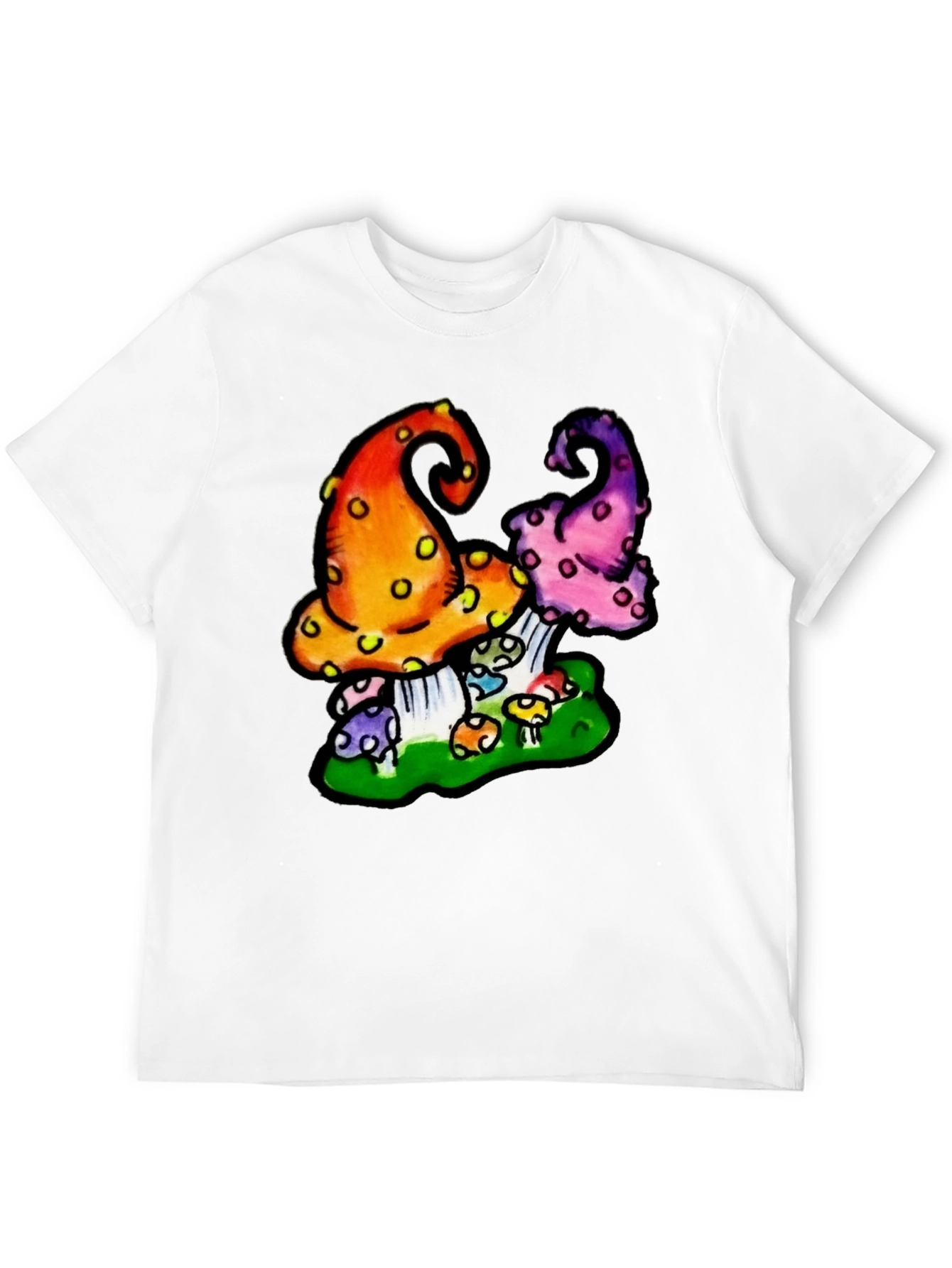 Funky Mushroom Graphic Tee - Black