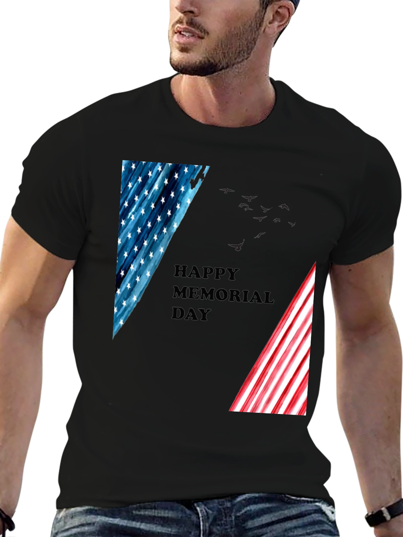 Memorial Day T-Shirt - Patriotic American Flag Design