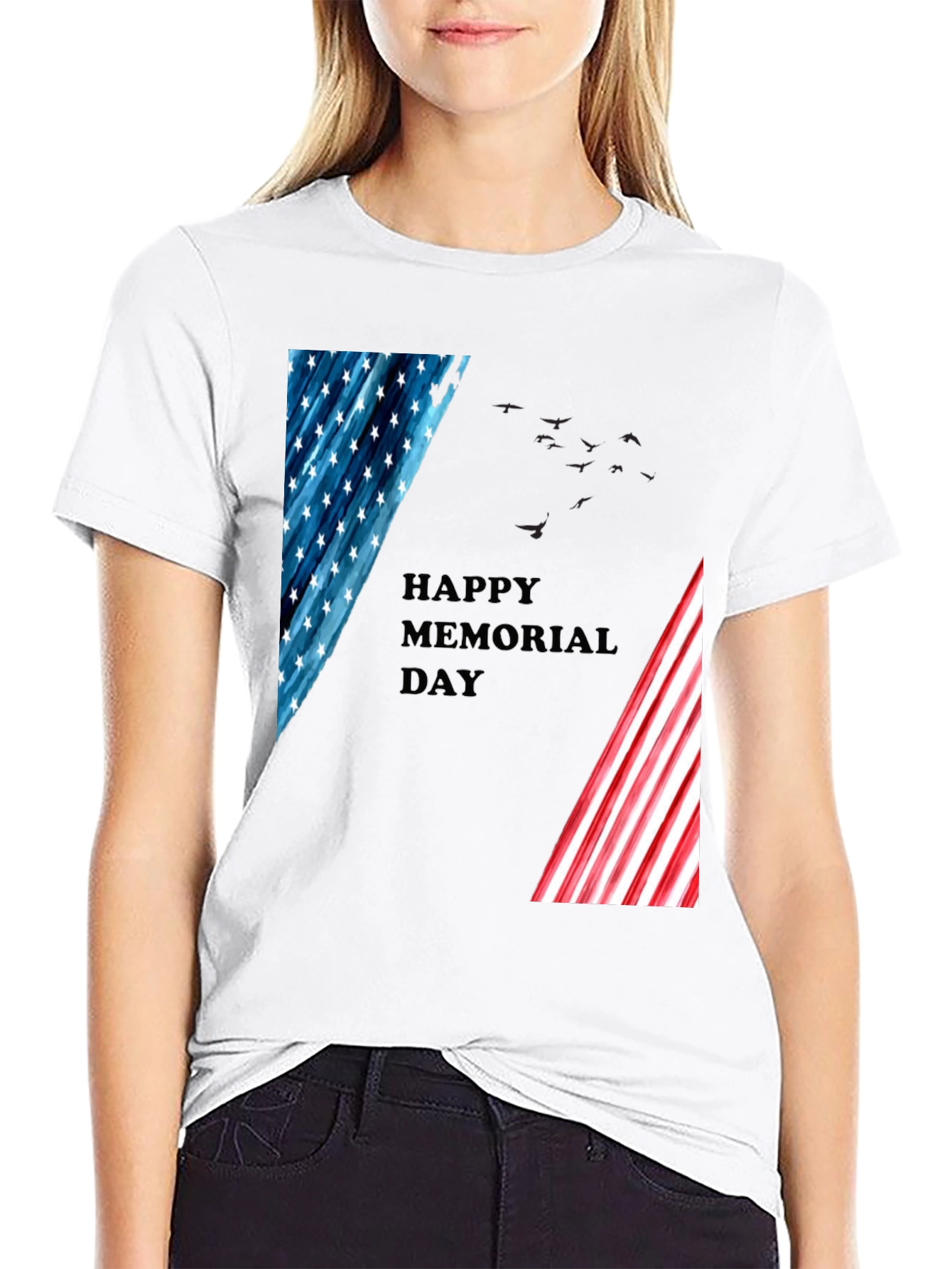 Memorial Day T-Shirt - Patriotic American Flag Design