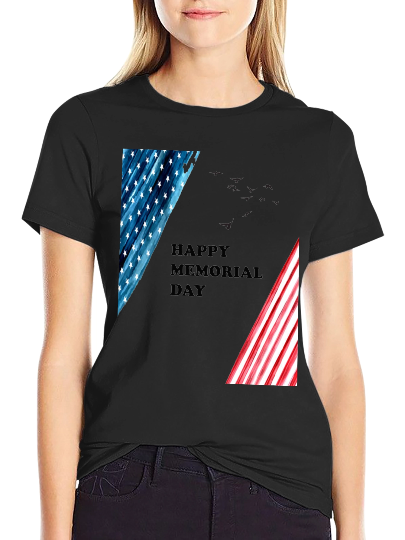 Memorial Day T-Shirt - Patriotic American Flag Design