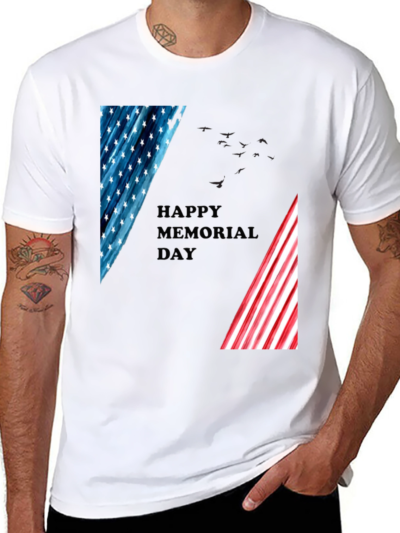 Memorial Day T-Shirt - Patriotic American Flag Design