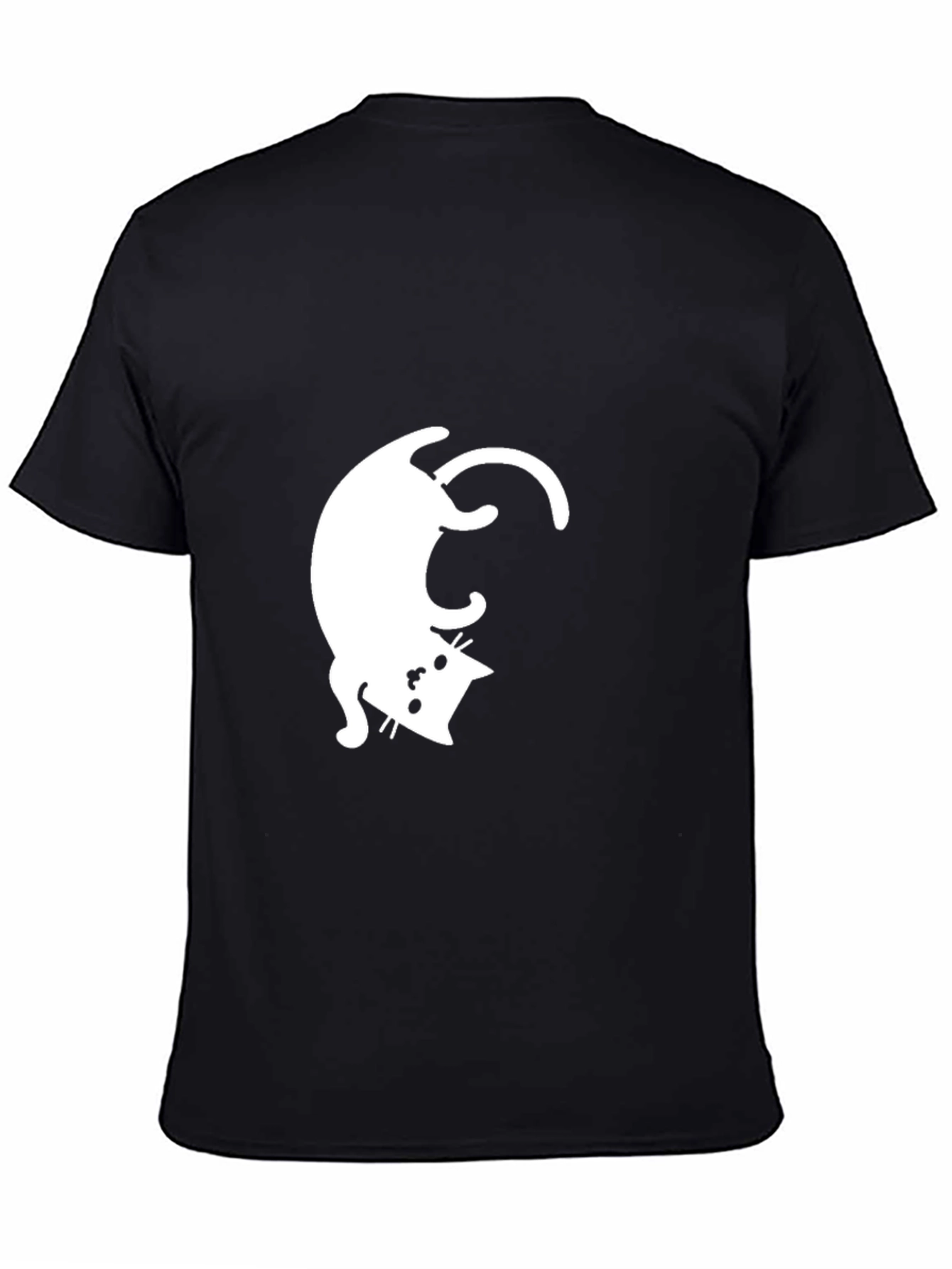 Upside Down Cat Graphic Tee - Mens Black T-Shirt