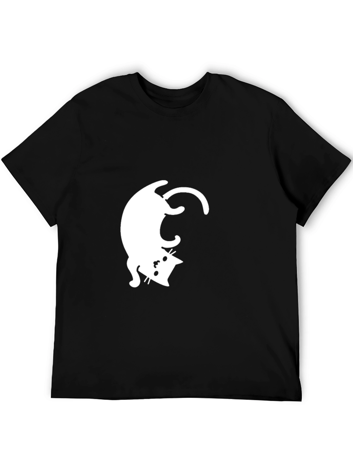 Upside Down Cat Graphic Tee - Mens Black T-Shirt
