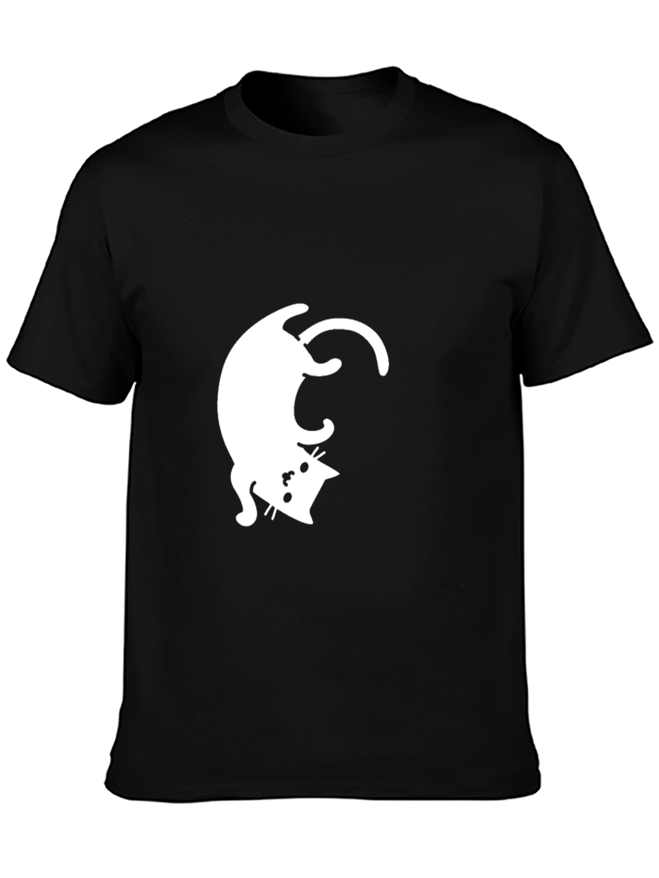 Upside Down Cat Graphic Tee - Mens Black T-Shirt