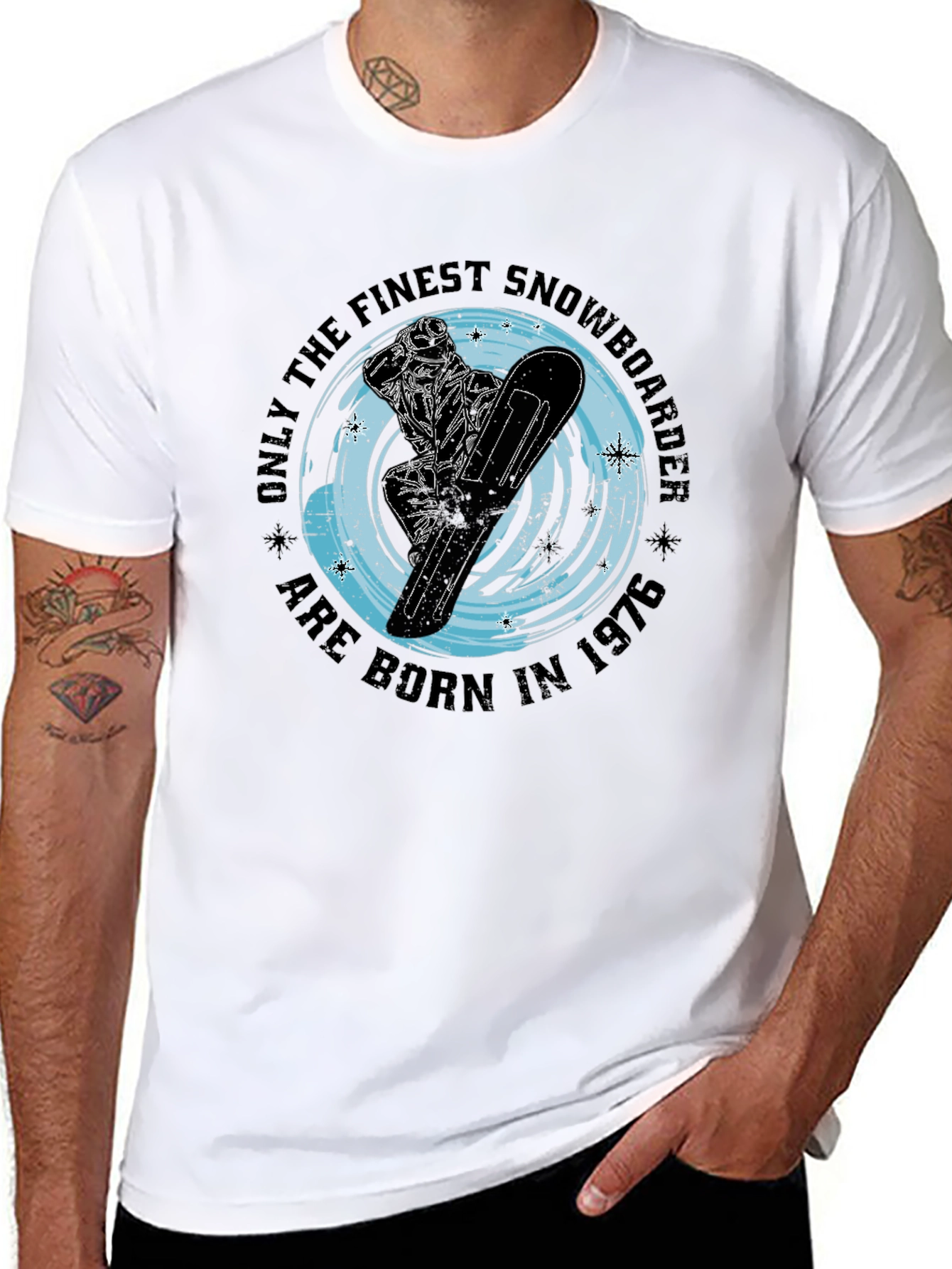 Finest Snowboarder Born in 1976 Black T-Shirt
