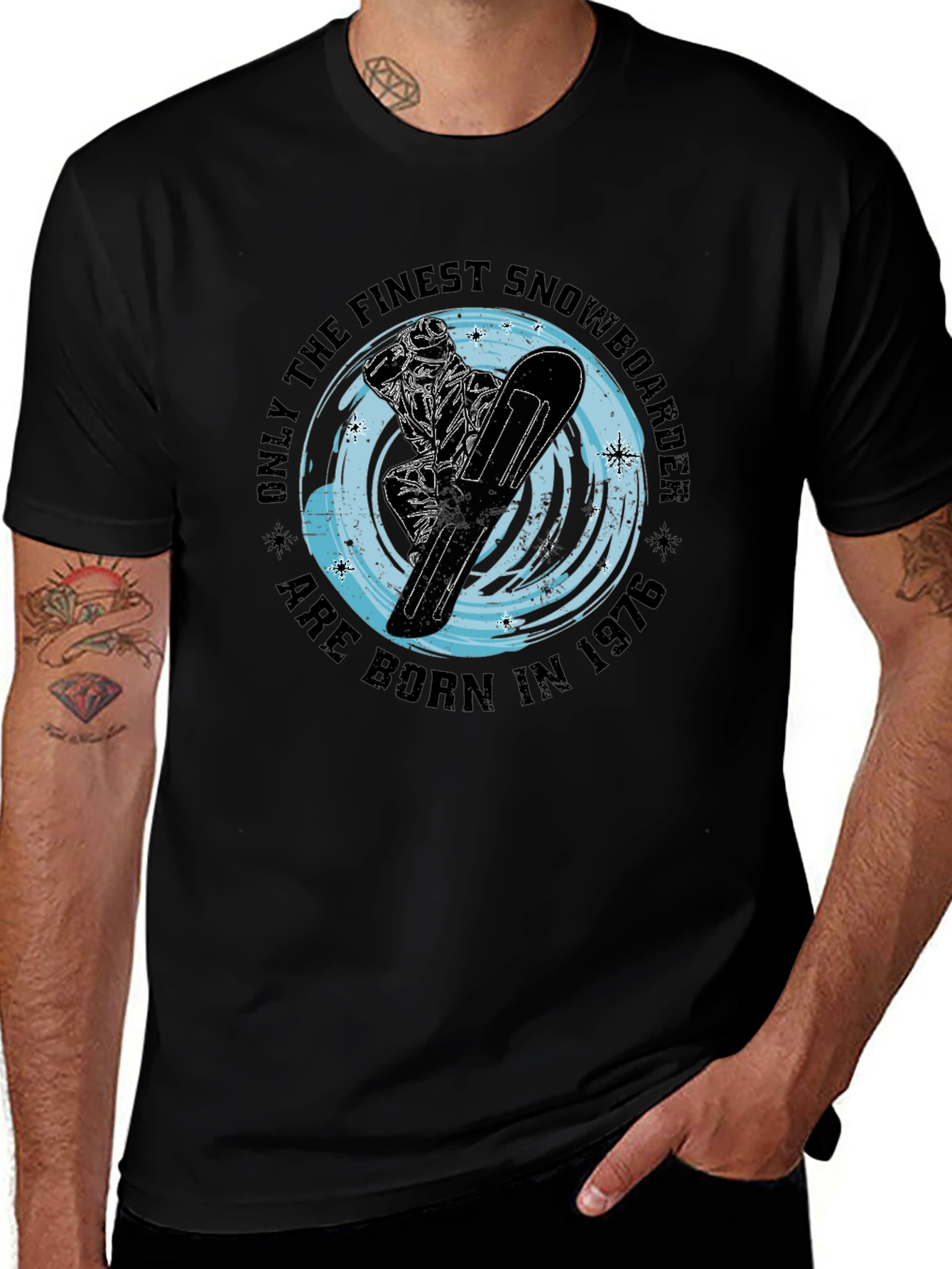 Finest Snowboarder Born in 1976 Black T-Shirt