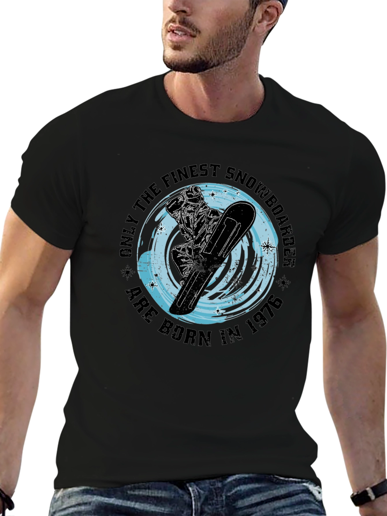 Finest Snowboarder Born in 1976 Black T-Shirt