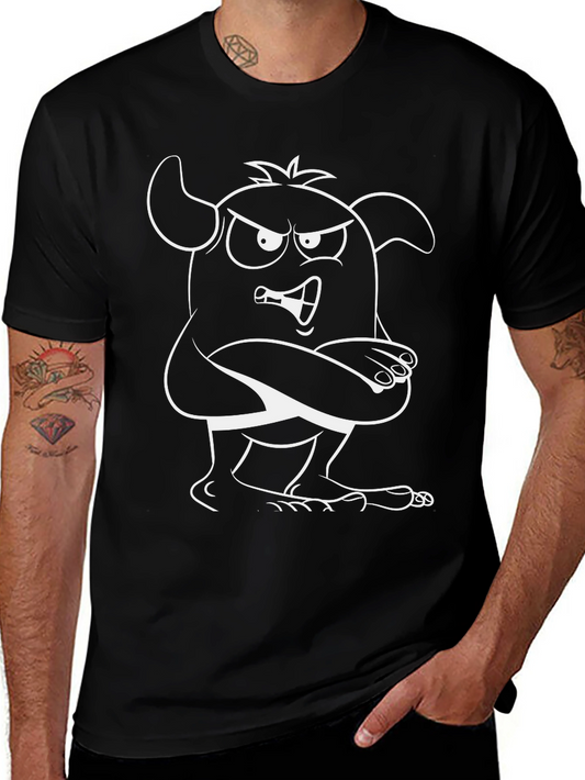 Cartoon Monster Graphic Tee - Black