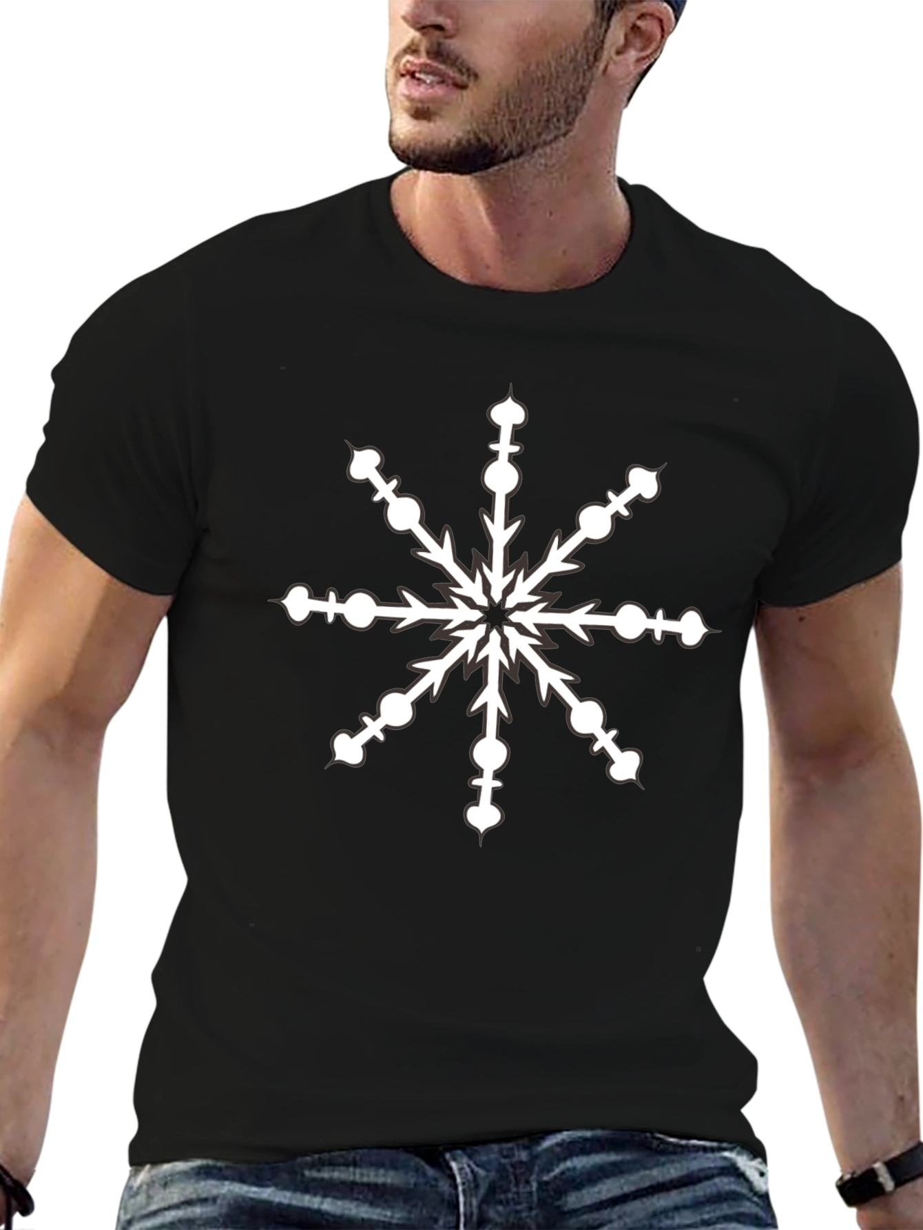 Snowflake Graphic Black T-Shirt
