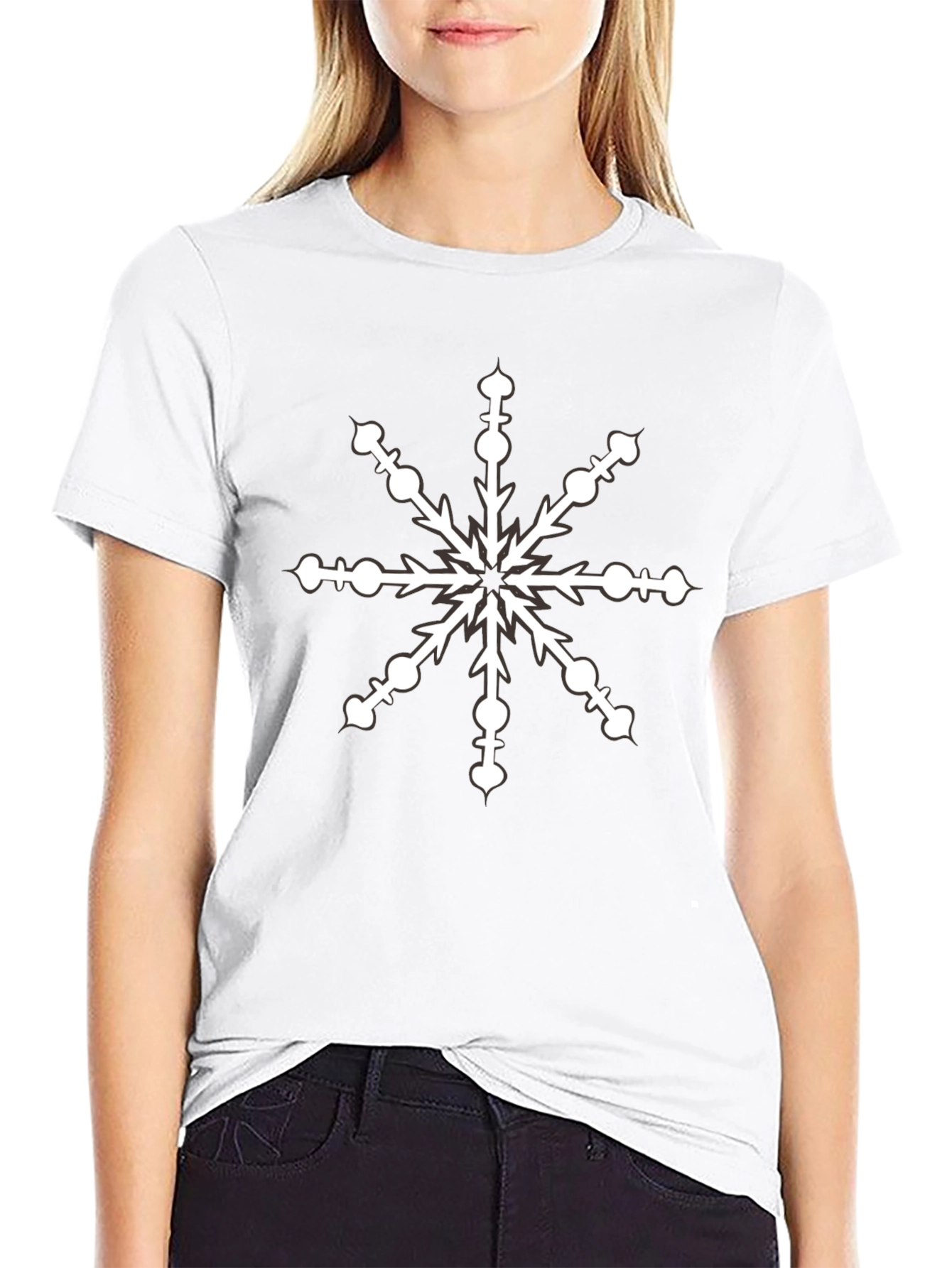 Snowflake Graphic Black T-Shirt