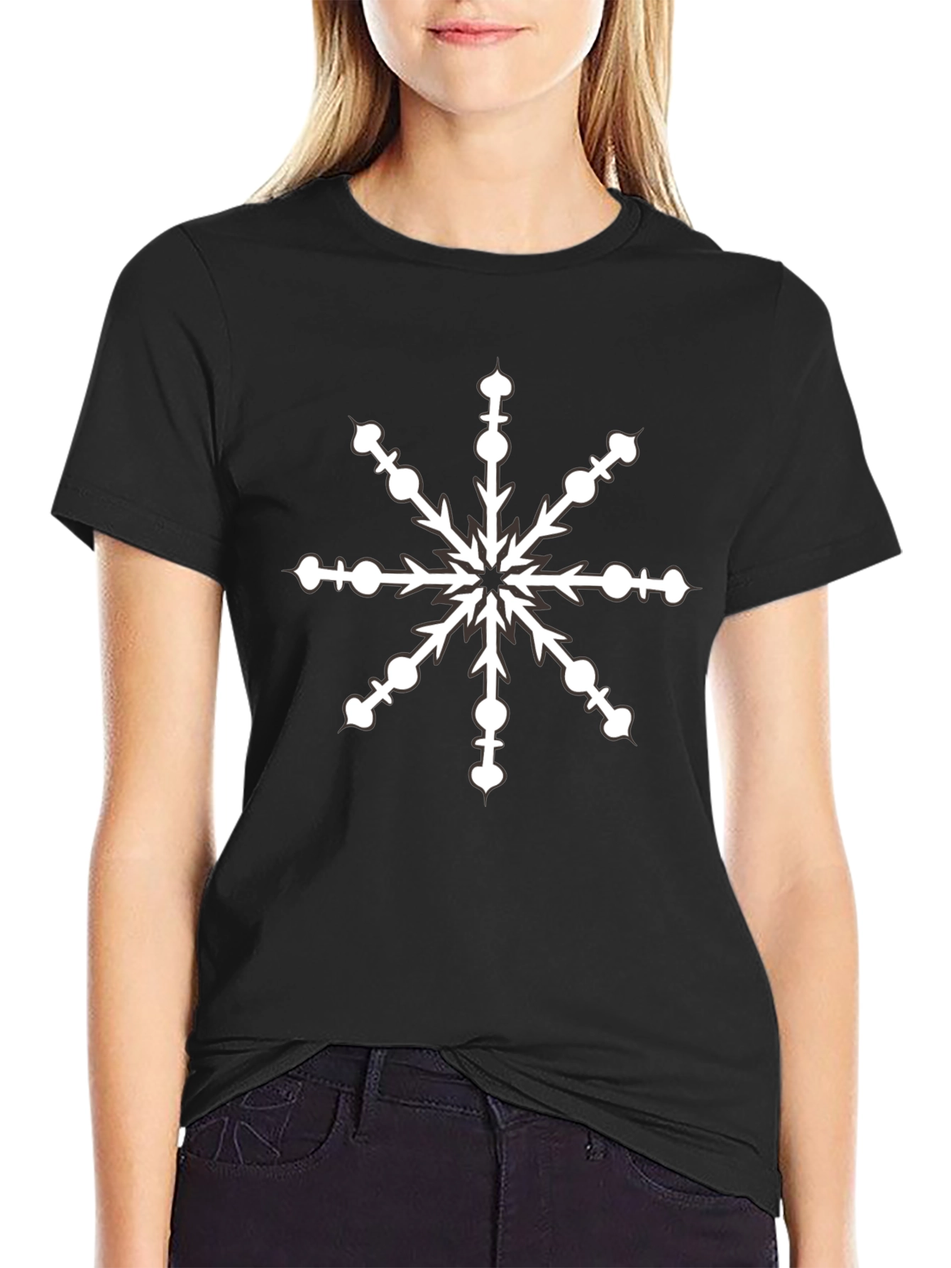 Snowflake Graphic Black T-Shirt