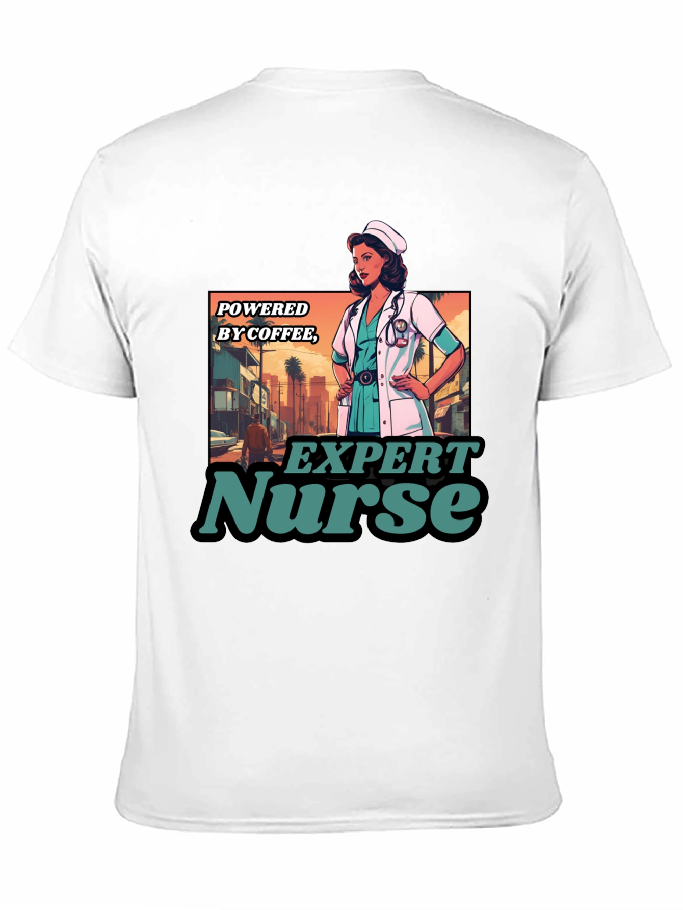 Expert Nurse Powered By Coffee Graphic T-Shirt