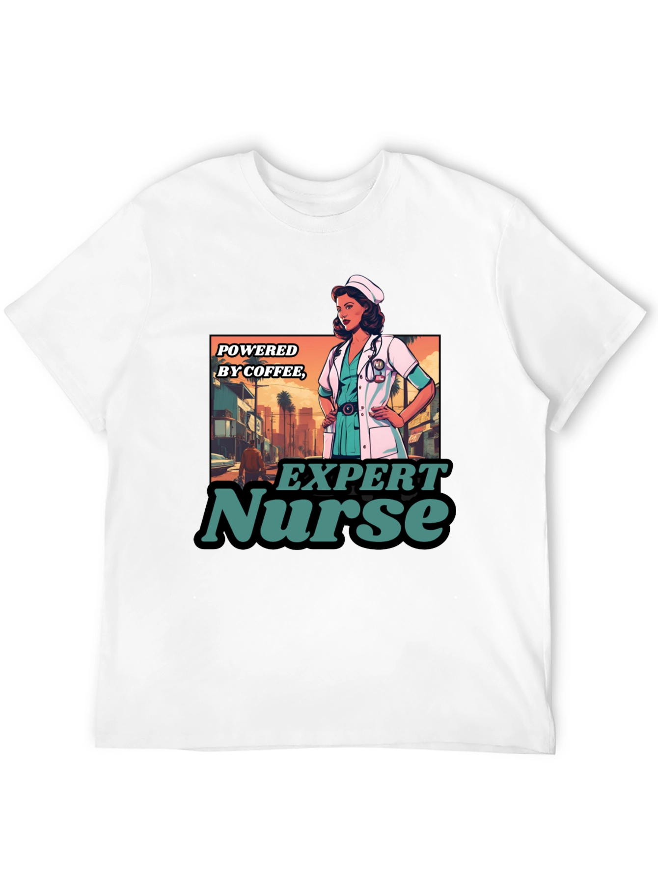 Expert Nurse Powered By Coffee Graphic T-Shirt