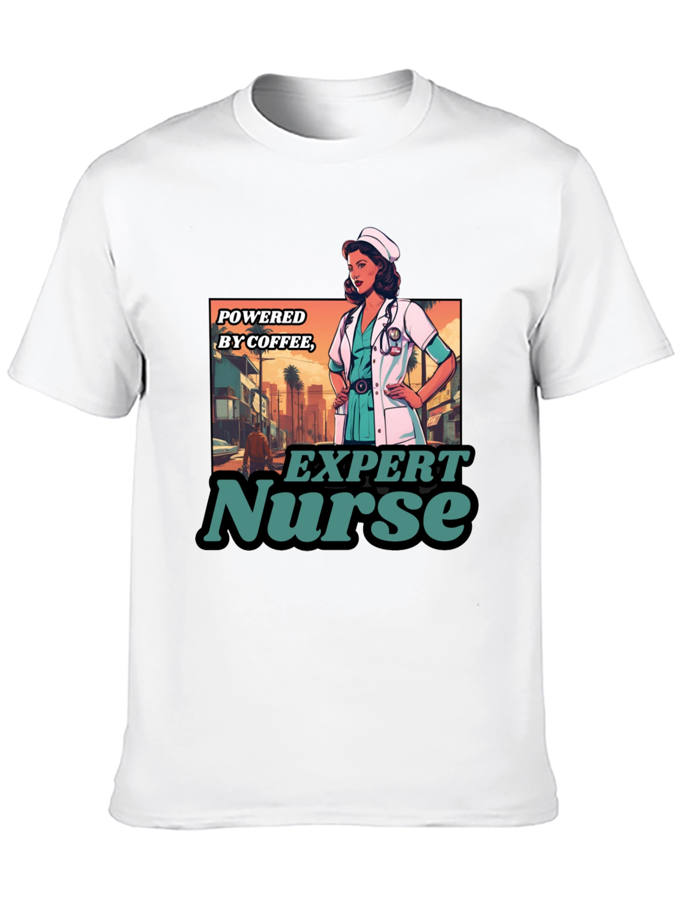 Expert Nurse Powered By Coffee Graphic T-Shirt