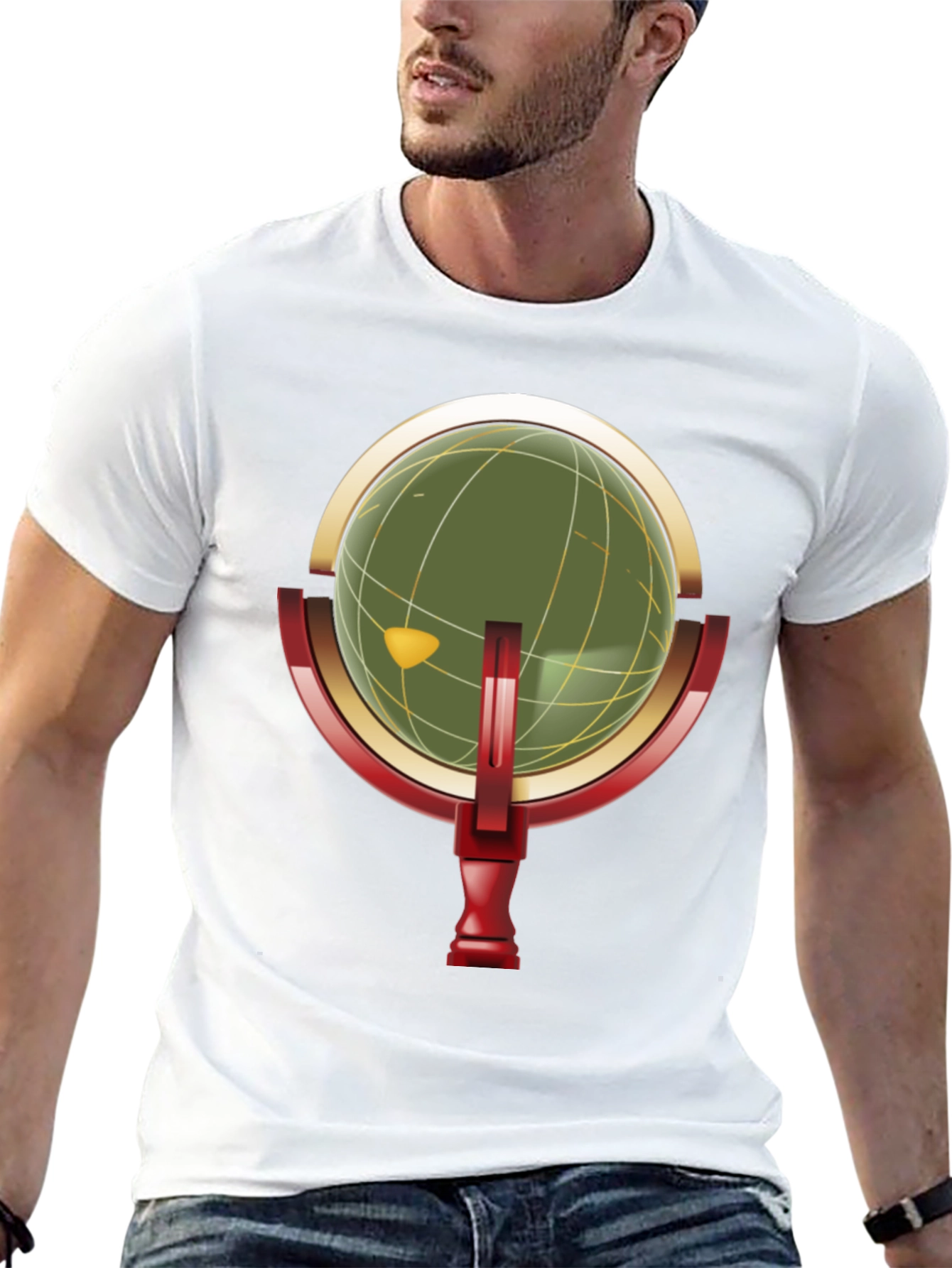 Retro Globe Graphic Black T-Shirt