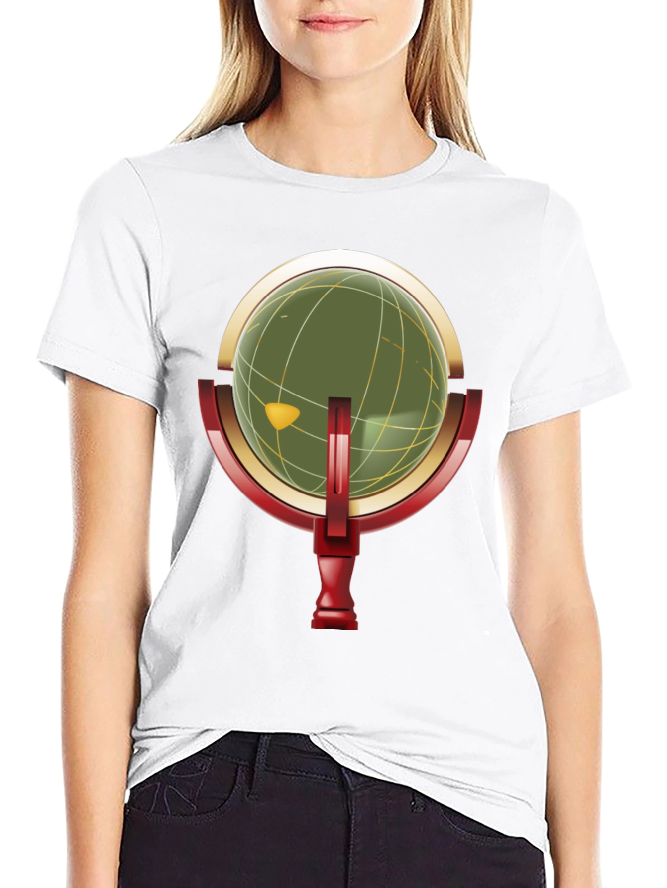 Retro Globe Graphic Black T-Shirt