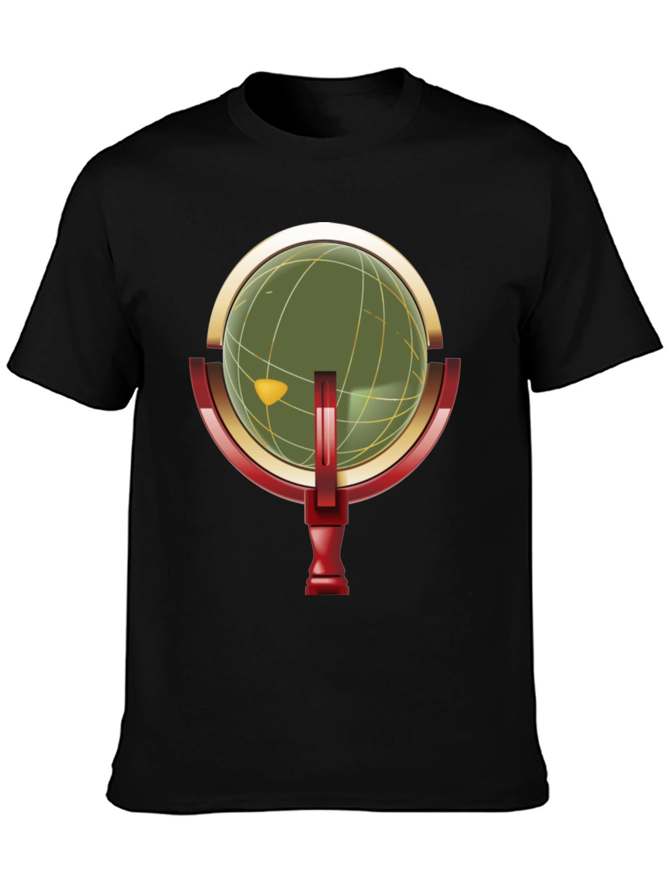 Retro Globe Graphic Black T-Shirt