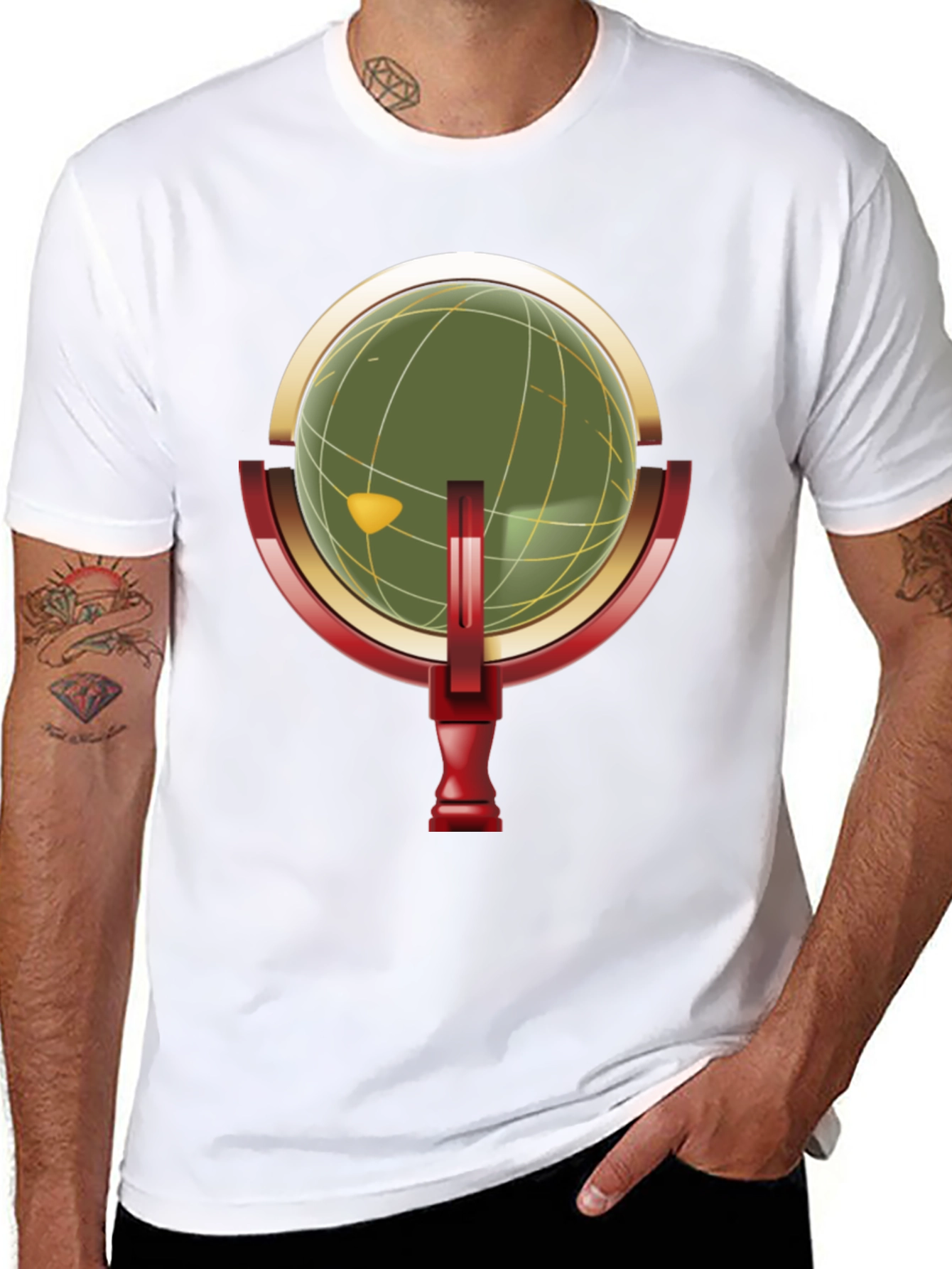 Retro Globe Graphic Black T-Shirt
