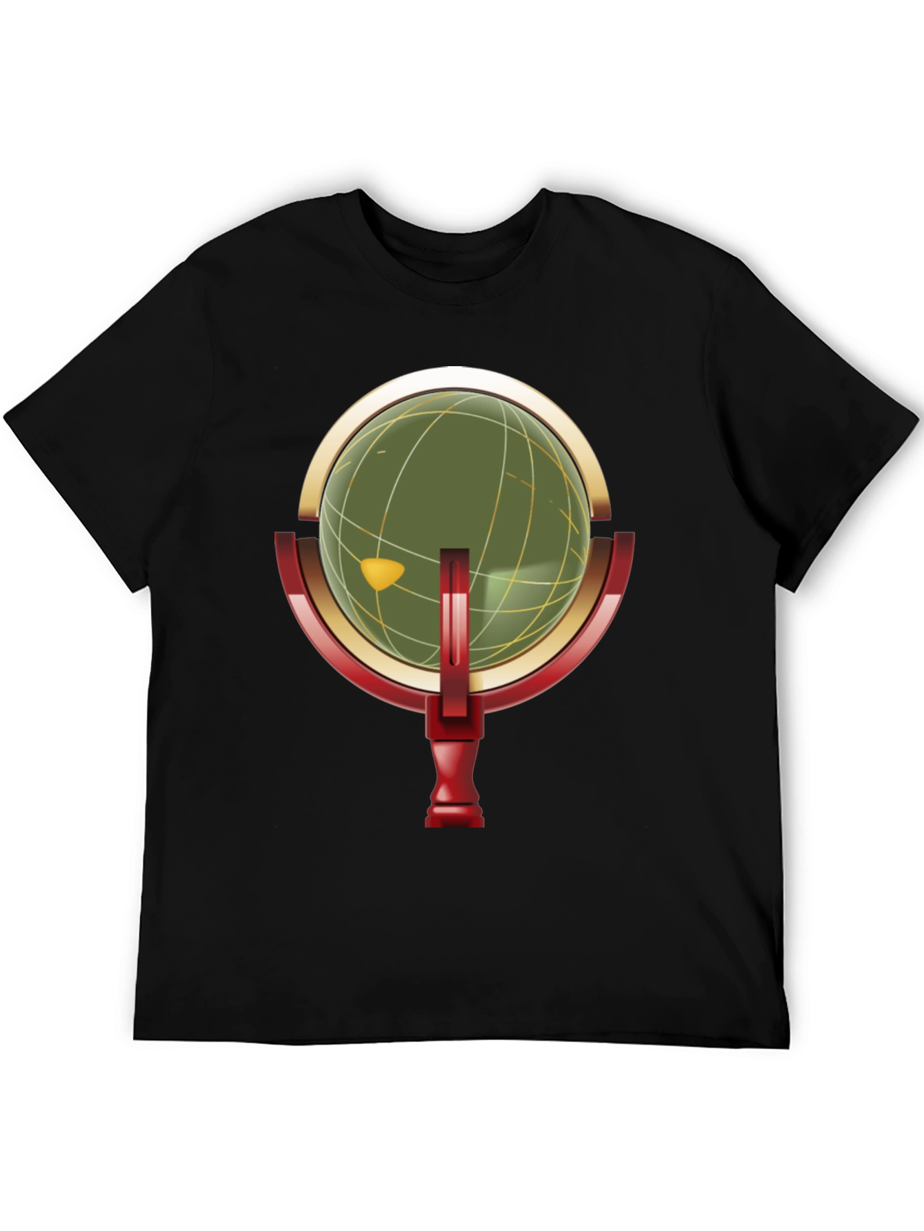 Retro Globe Graphic Black T-Shirt