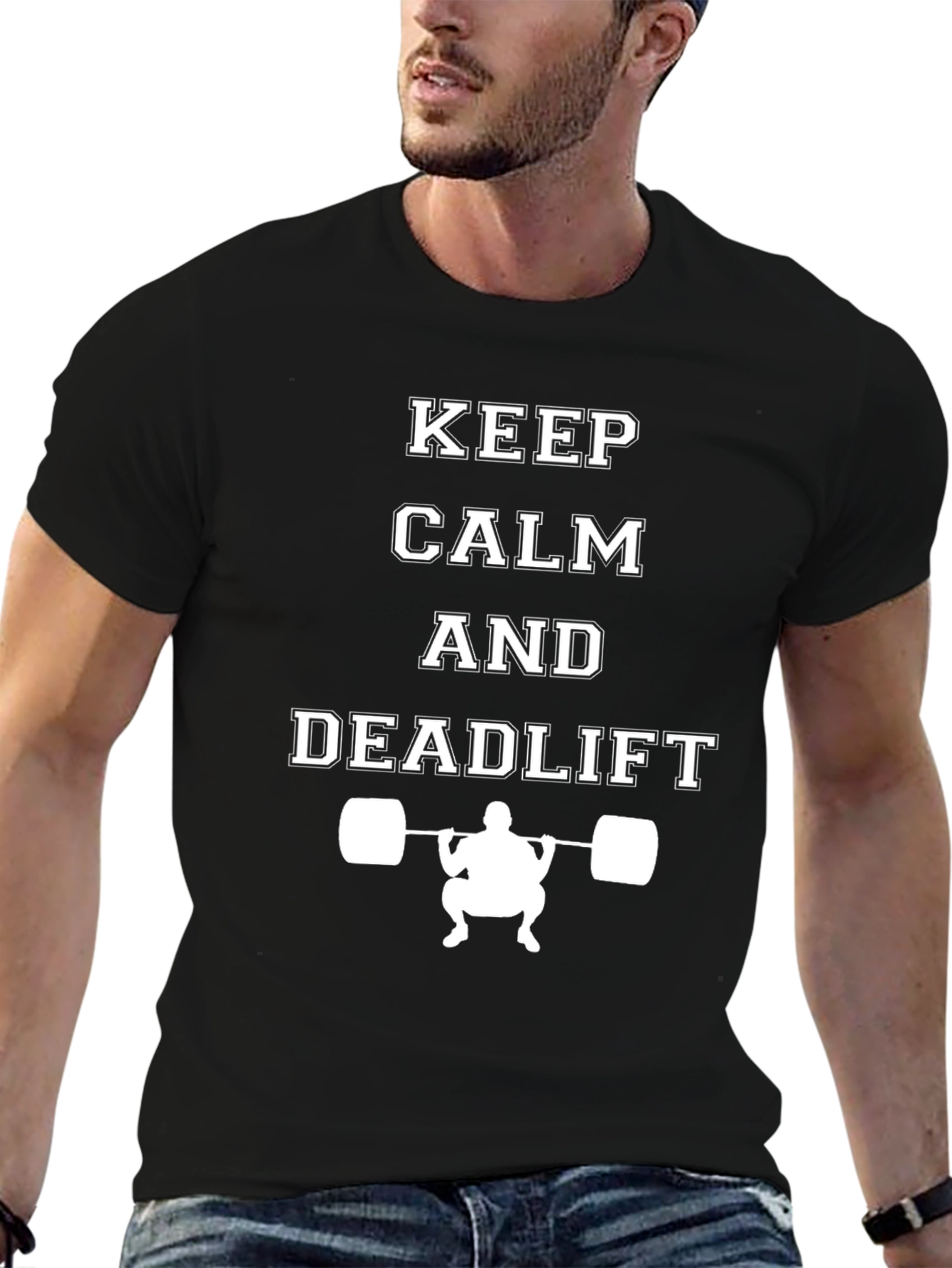 Keep Calm and Deadlift Black Graphic T-Shirt