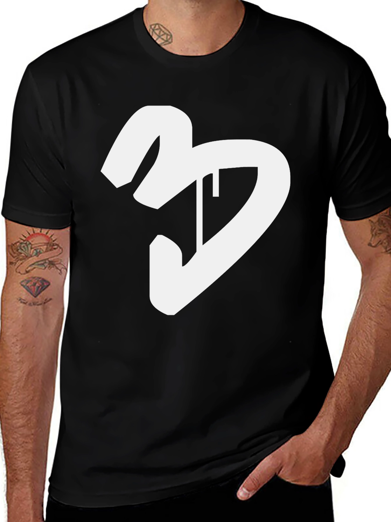 Black T-Shirt with White Graphic