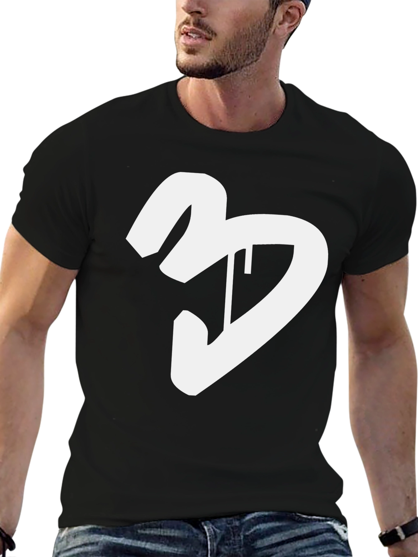 Black T-Shirt with White Graphic