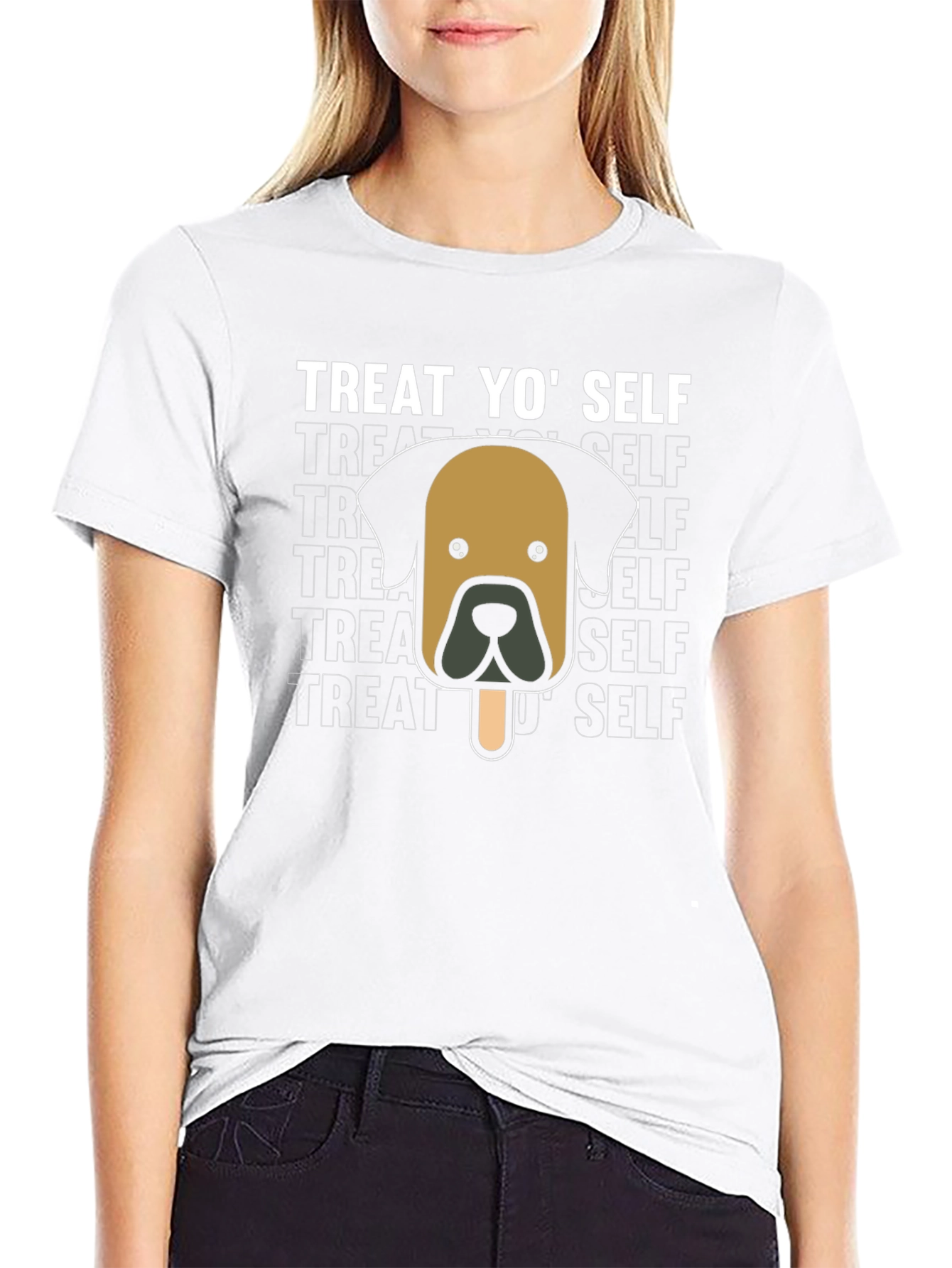 Treat Yo Self Black T-Shirt - Dog Popsicle