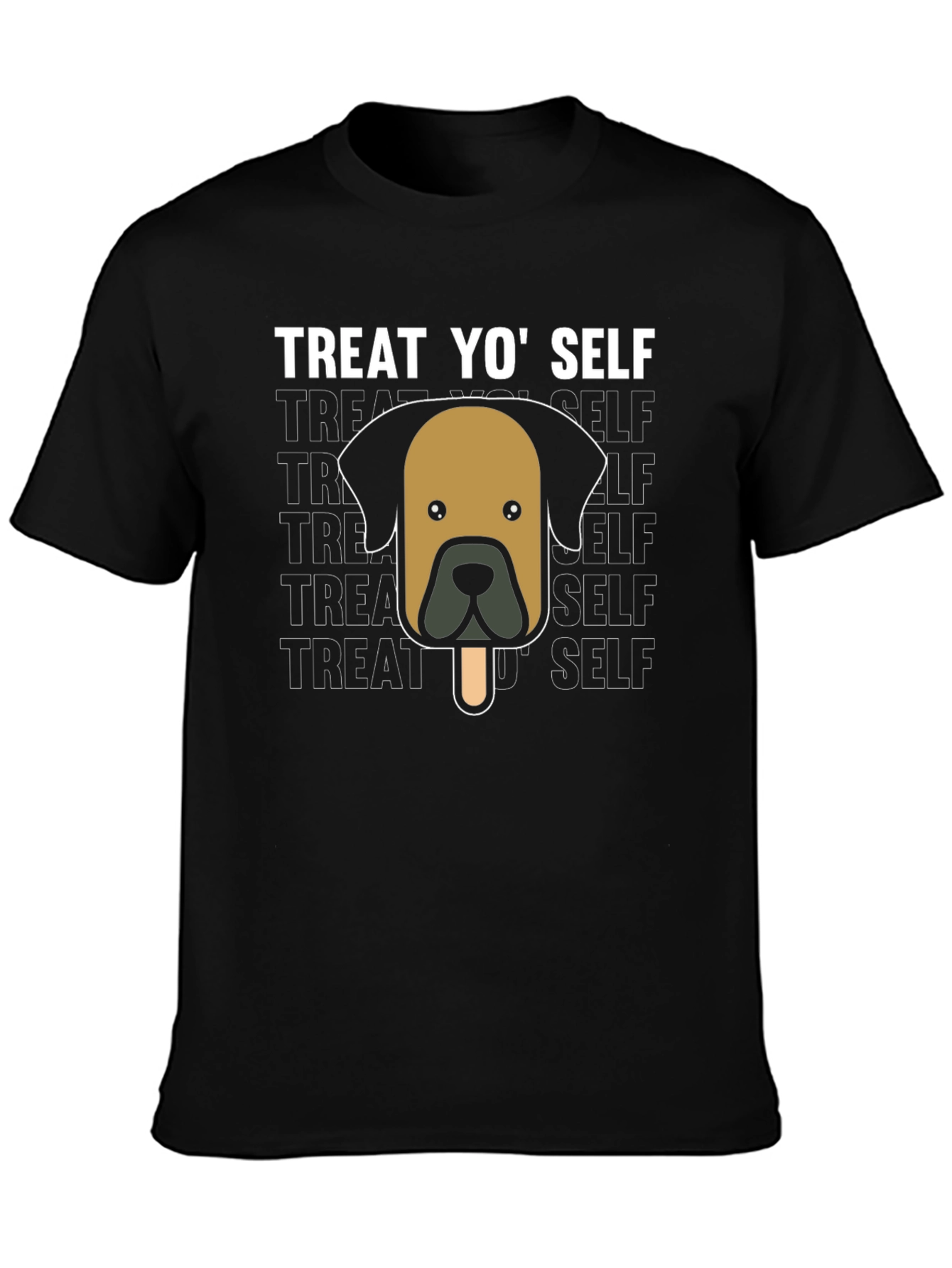 Treat Yo Self Black T-Shirt - Dog Popsicle