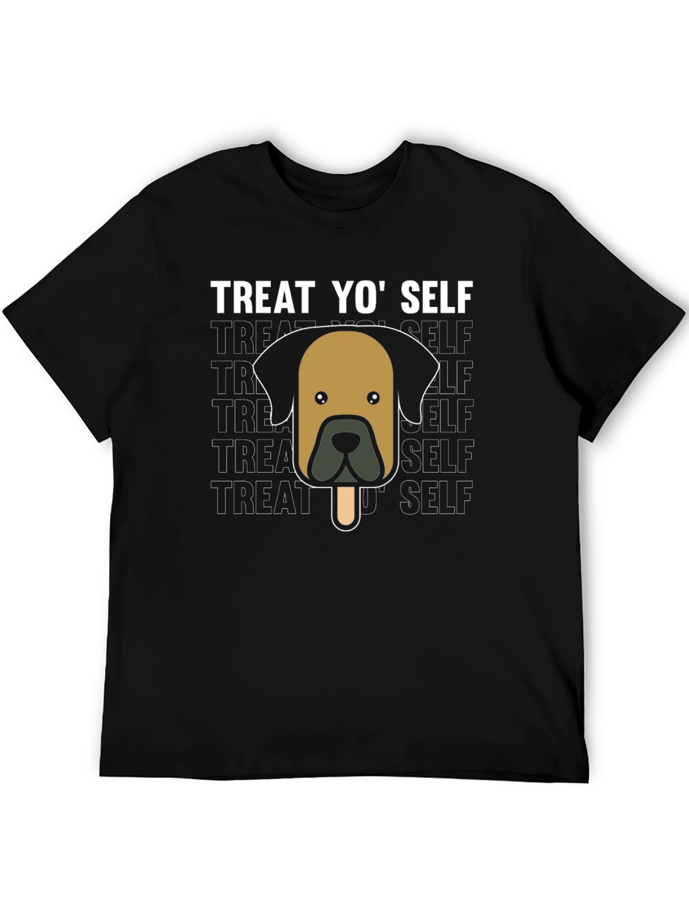 Treat Yo Self Black T-Shirt - Dog Popsicle