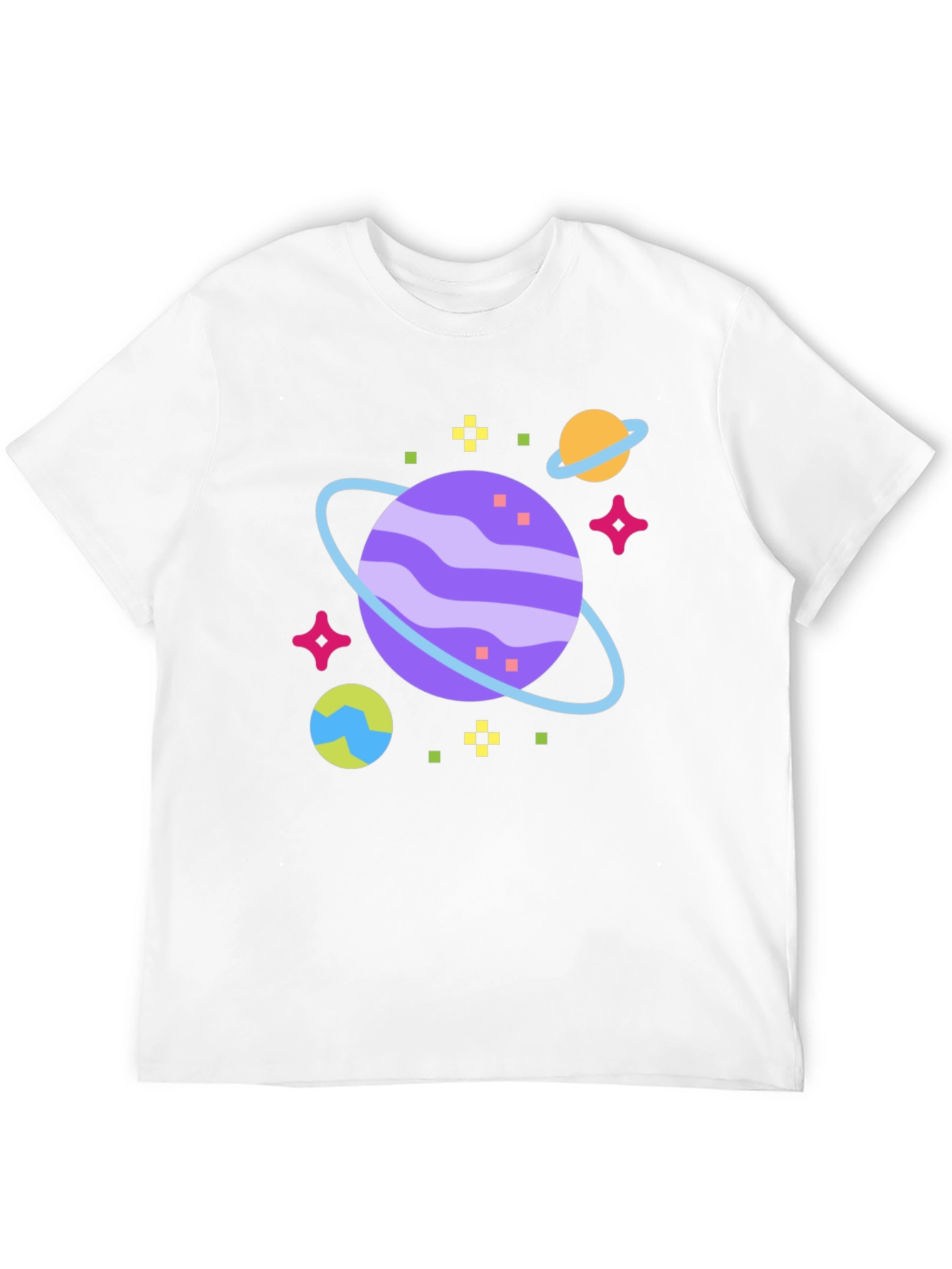 Space Planet Graphic Tee - Black Cotton T-Shirt