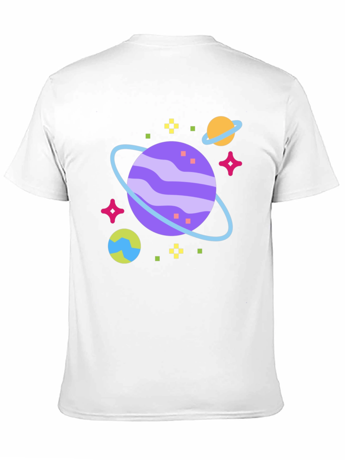 Space Planet Graphic Tee - Black Cotton T-Shirt