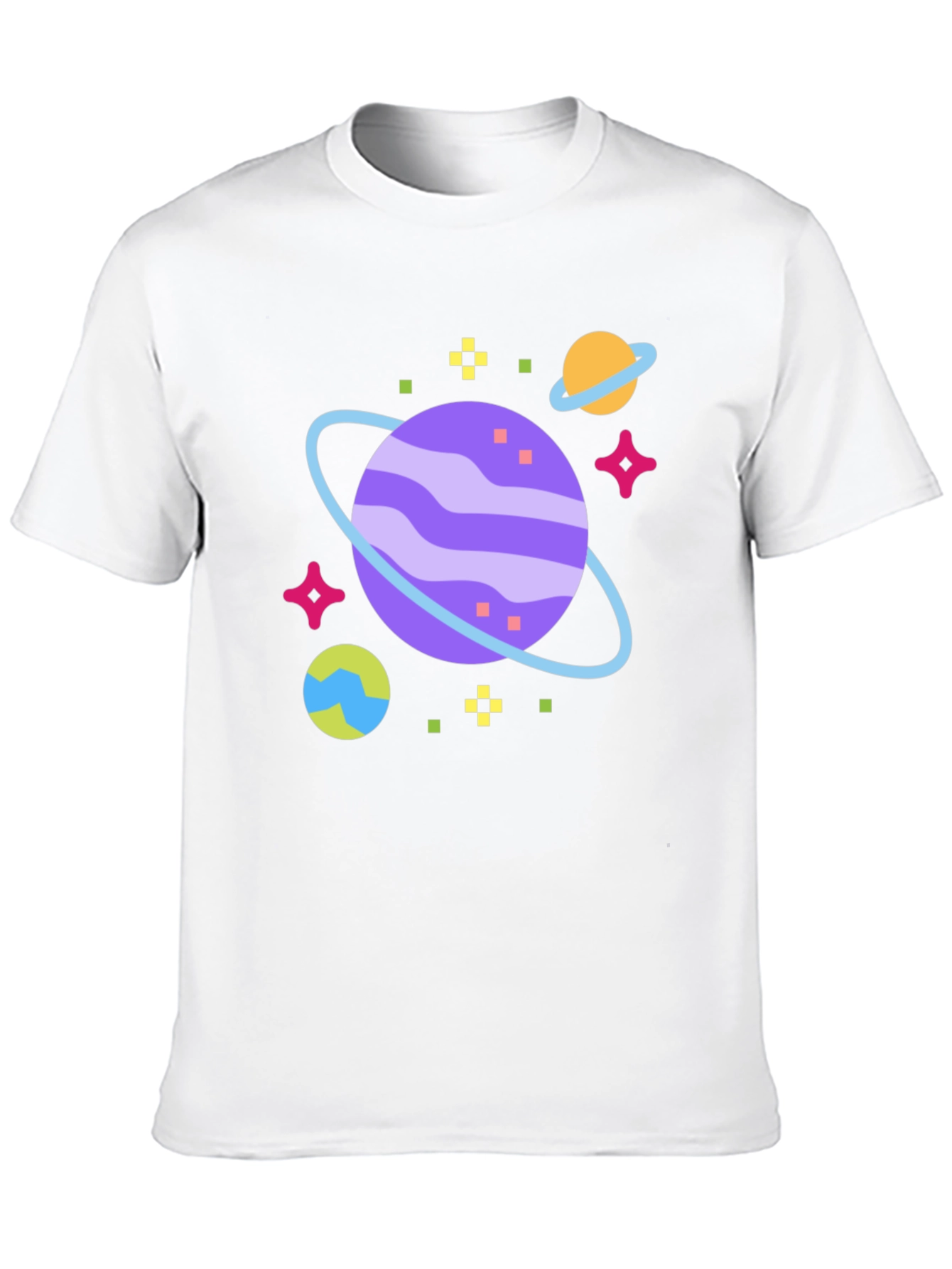Space Planet Graphic Tee - Black Cotton T-Shirt