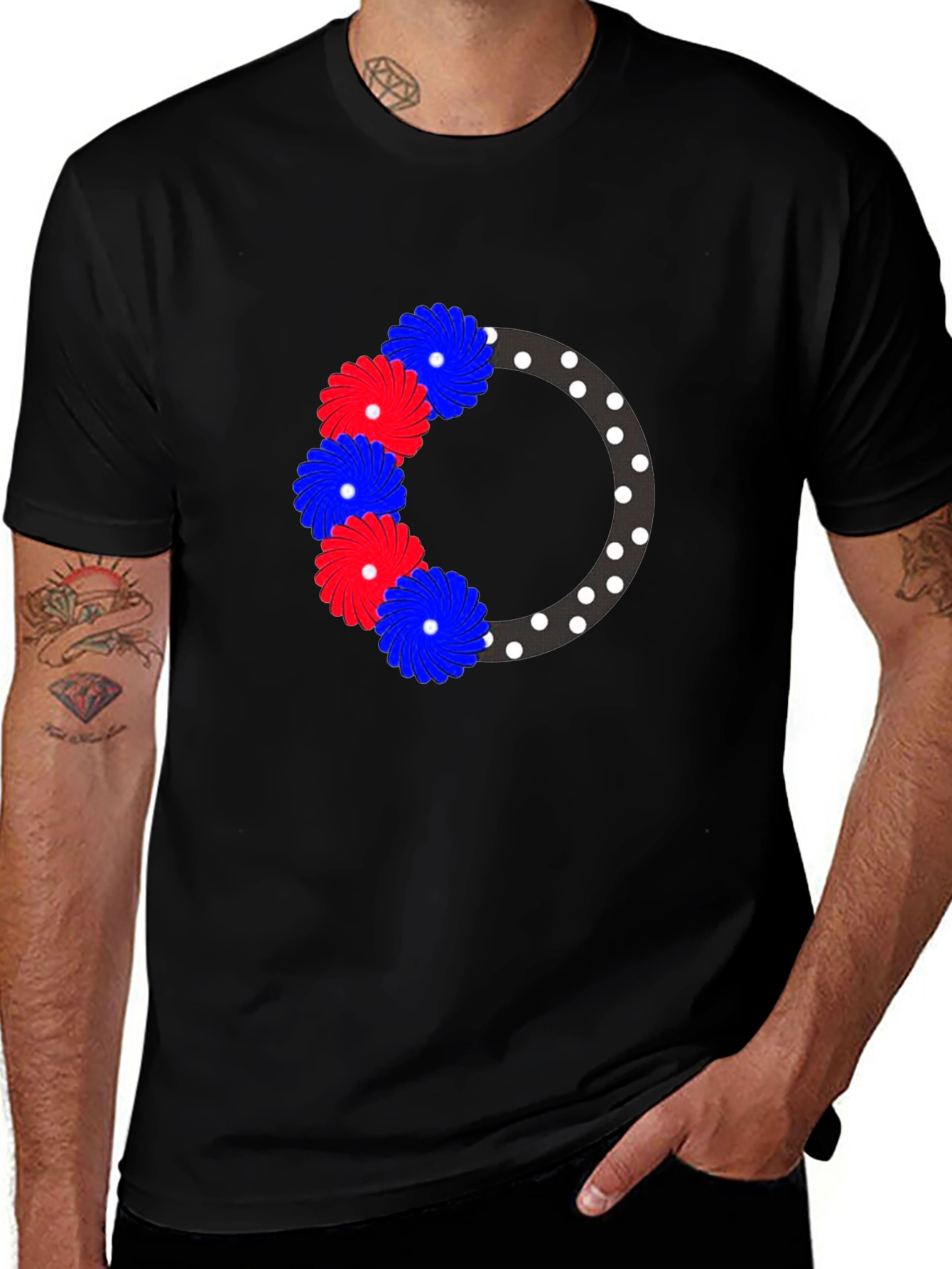 Floral Wreath Graphic Tee - Black