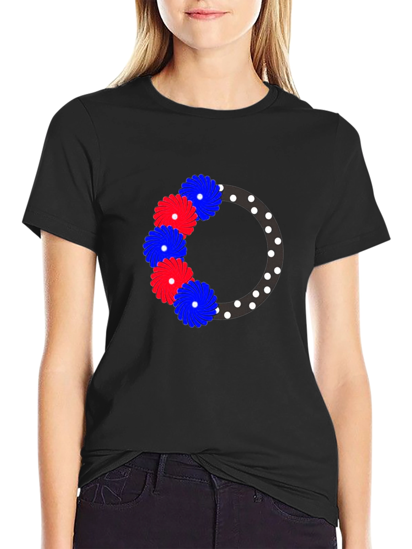 Floral Wreath Graphic Tee - Black
