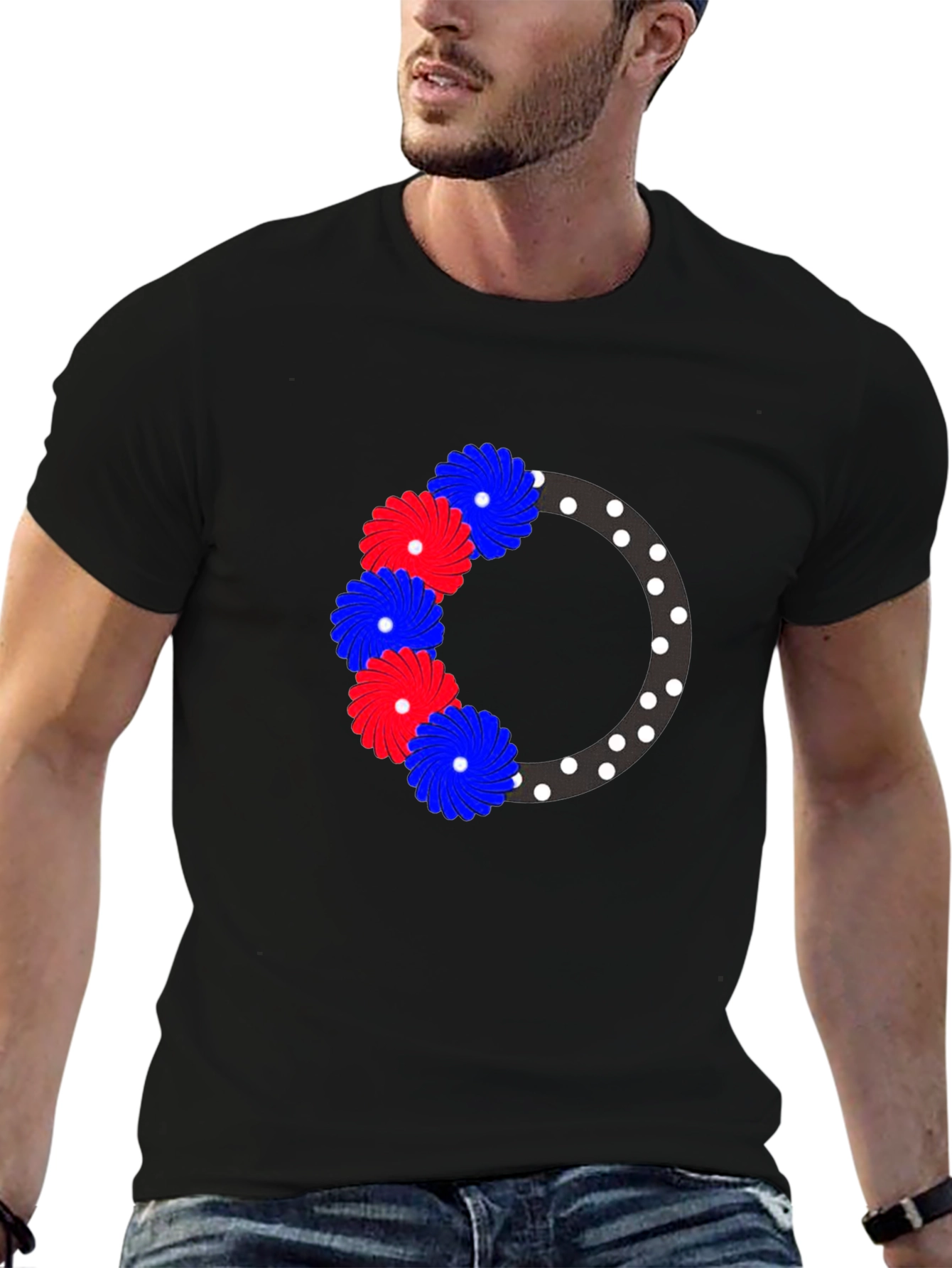 Floral Wreath Graphic Tee - Black