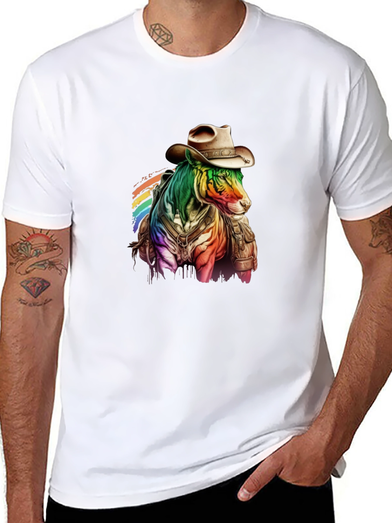 Rainbow Cowboy Horse Graphic Tee