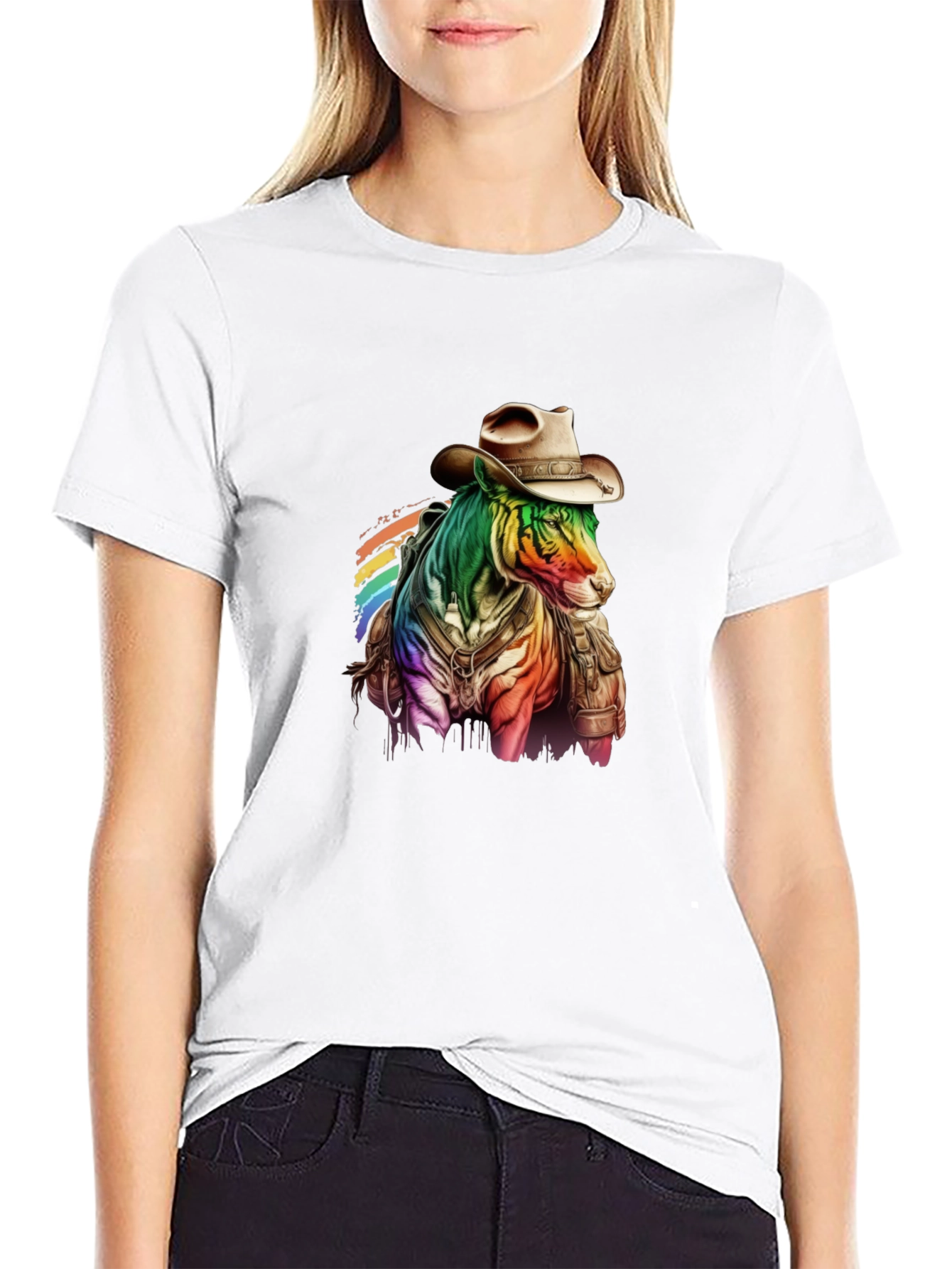 Rainbow Cowboy Horse Graphic Tee