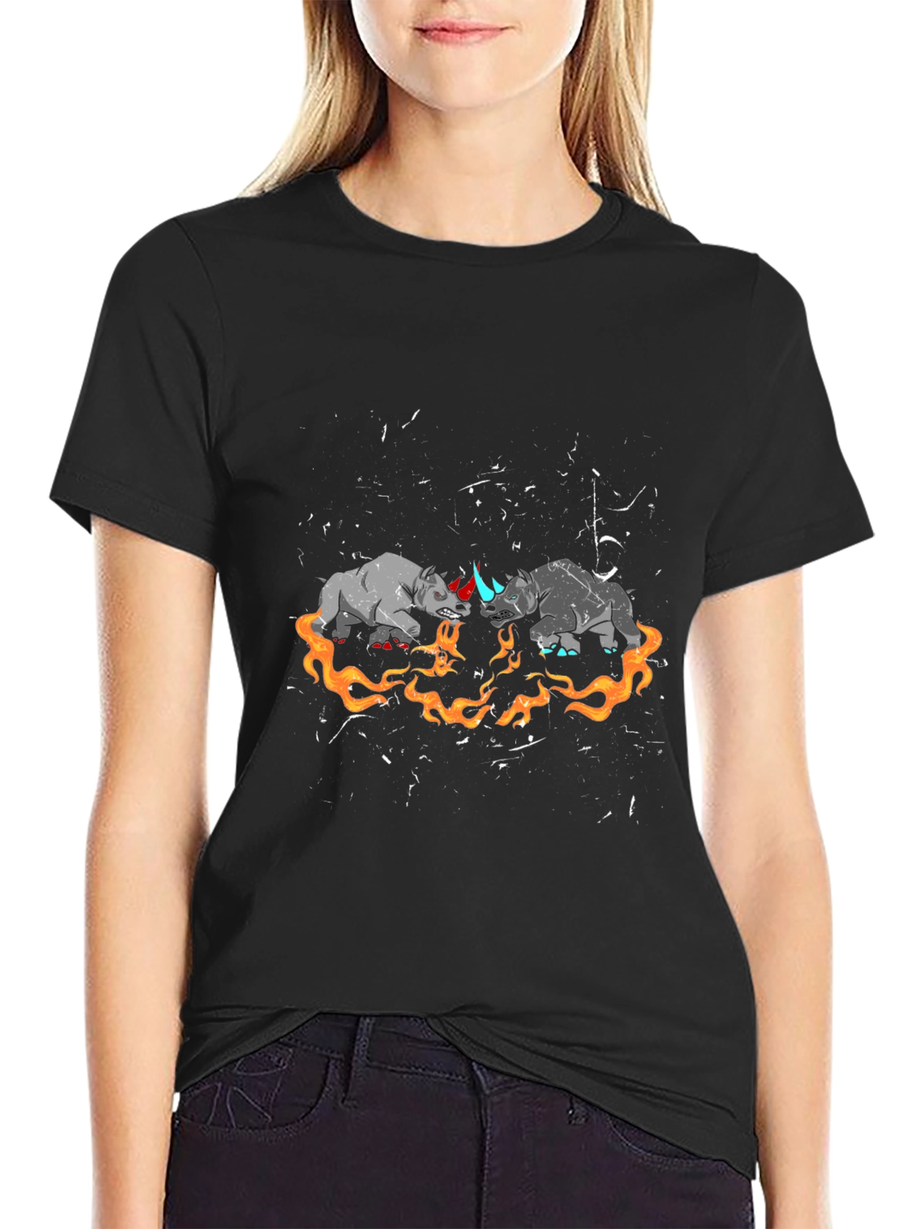 Rhino Fire T-Shirt - Bold Graphic Tee