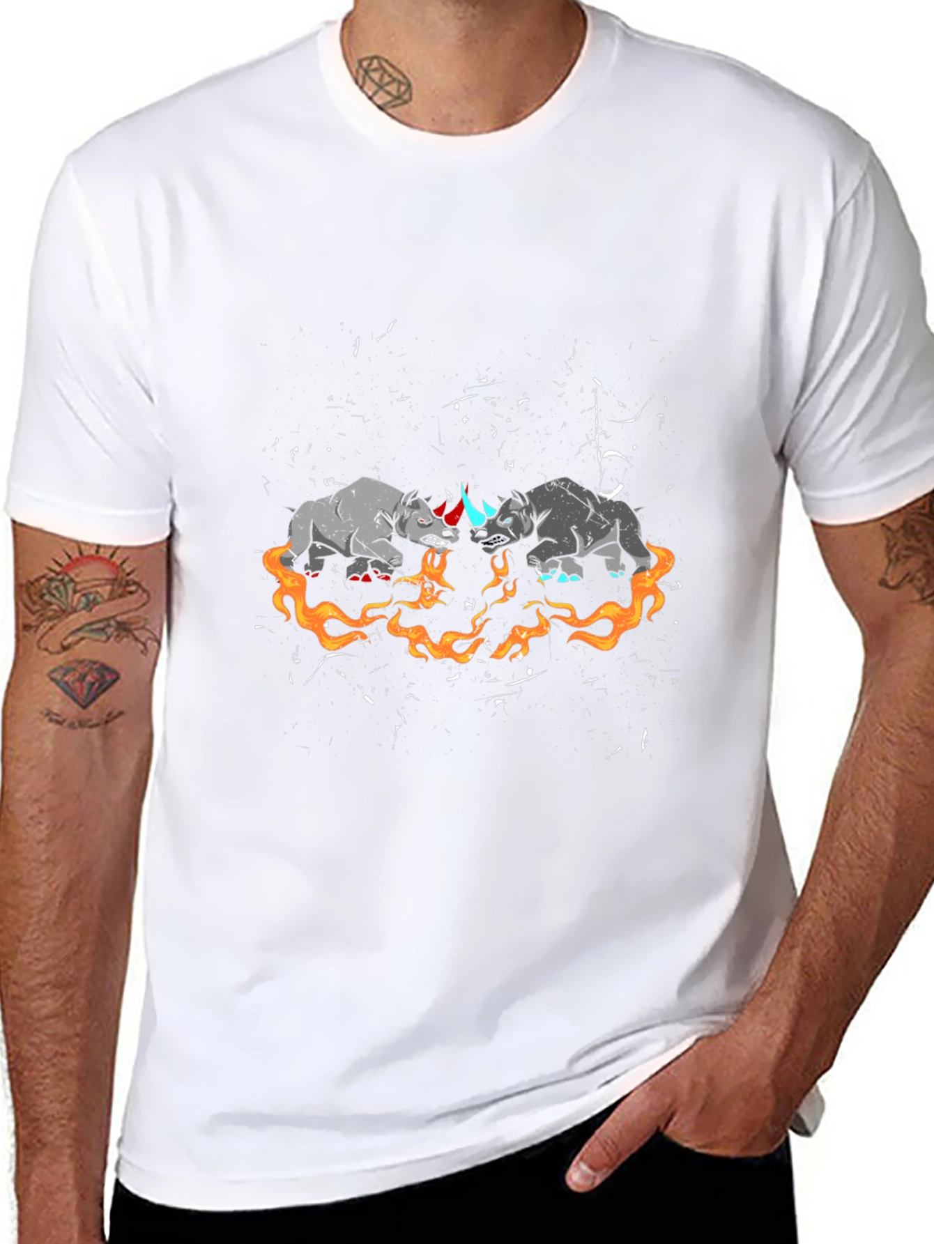 Rhino Fire T-Shirt - Bold Graphic Tee