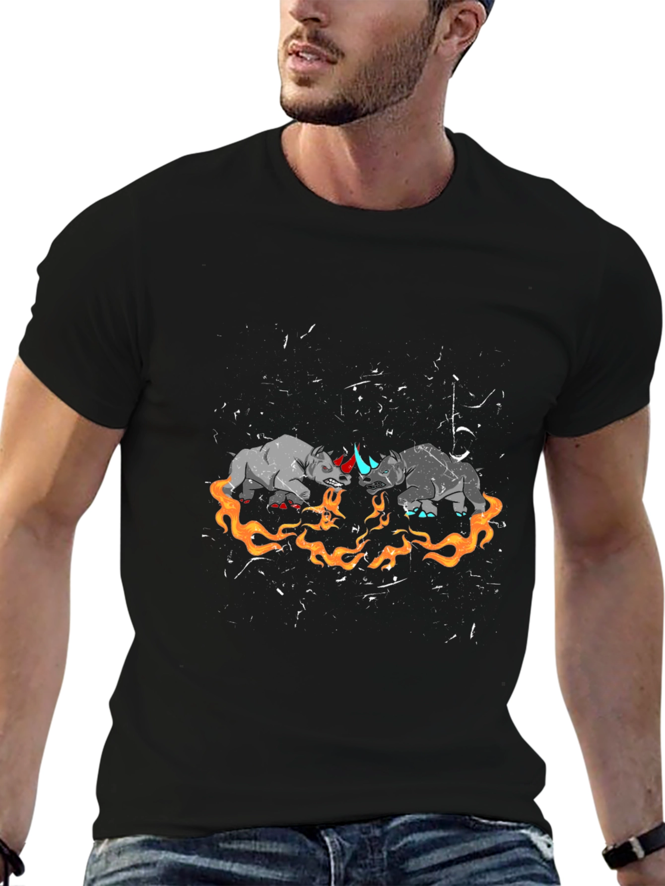 Rhino Fire T-Shirt - Bold Graphic Tee