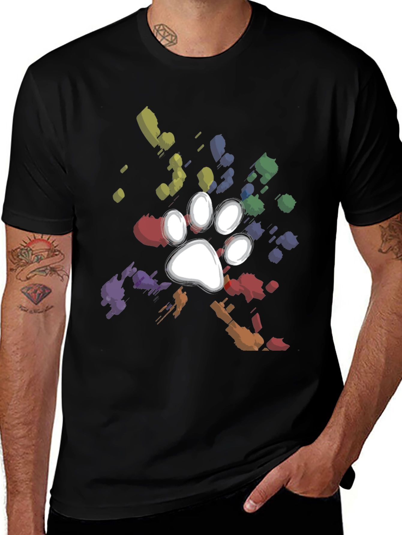 Paw Print Splatter T-Shirt - Unique Dog Lover Gift