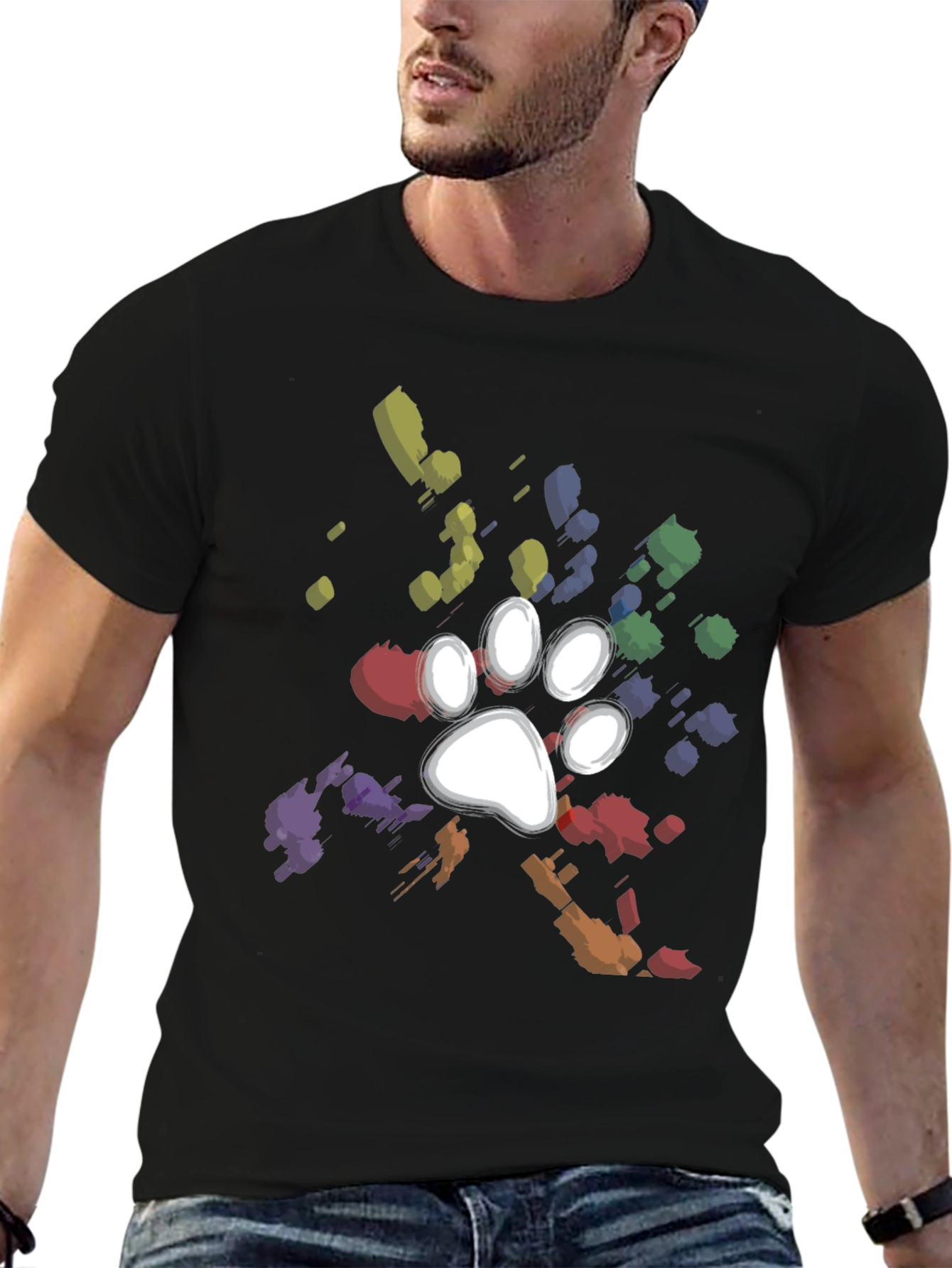 Paw Print Splatter T-Shirt - Unique Dog Lover Gift