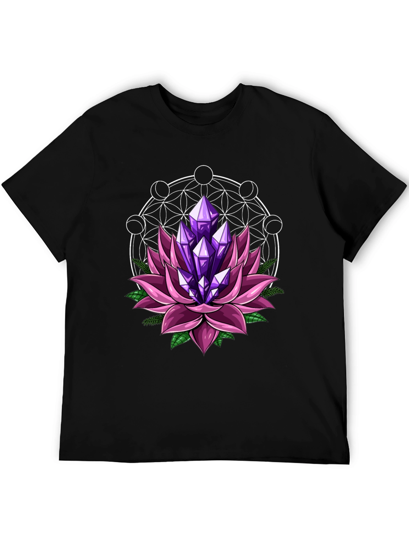 Lotus Crystal Graphic Tee - Stylish Mens Black T-Shirt